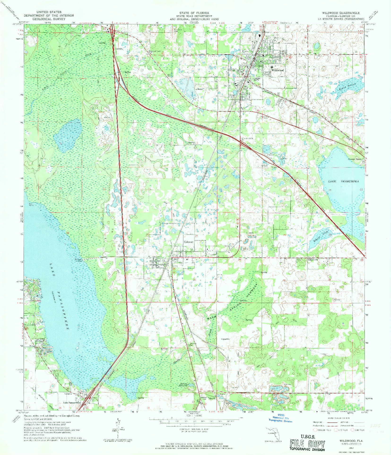 USGS 1:24000-SCALE QUADRANGLE FOR WILDWOOD, FL 1967