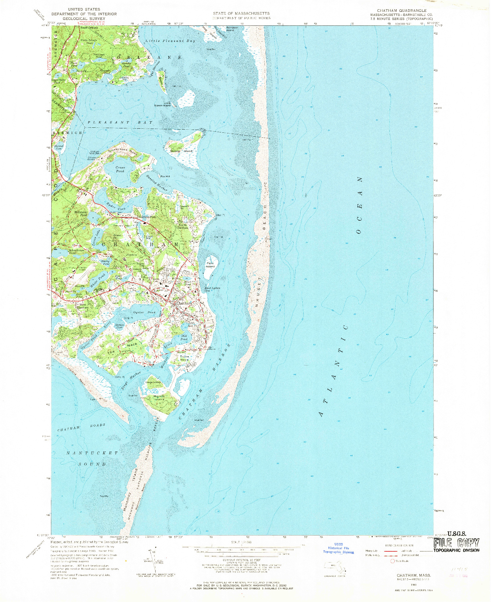 USGS 1:24000-SCALE QUADRANGLE FOR CHATHAM, MA 1961