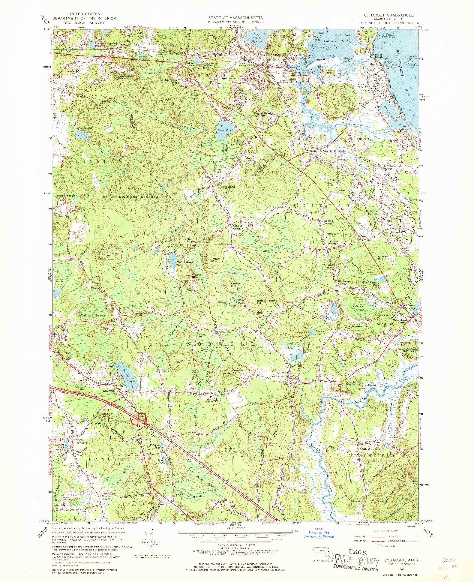 USGS 1:24000-SCALE QUADRANGLE FOR COHASSET, MA 1961