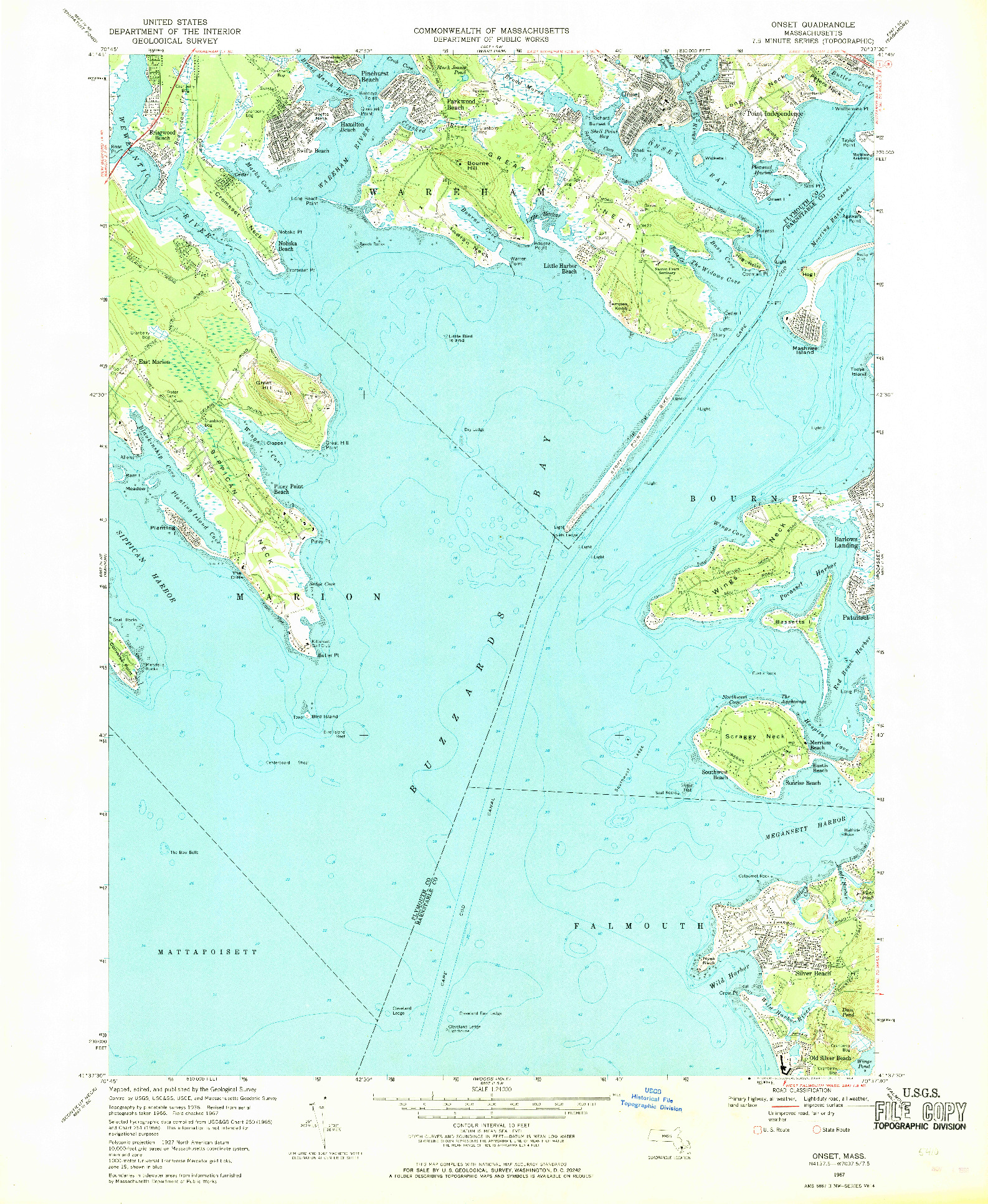 USGS 1:24000-SCALE QUADRANGLE FOR ONSET, MA 1967