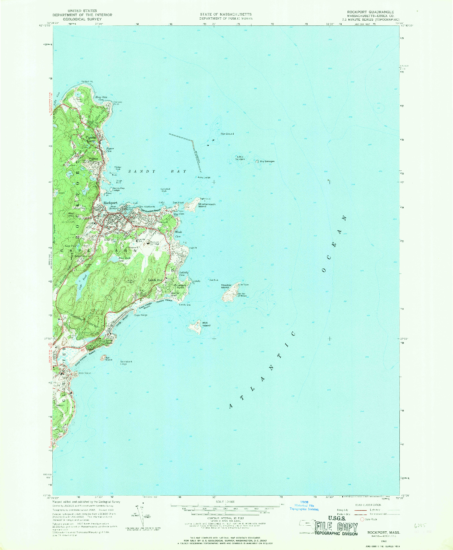 USGS 1:24000-SCALE QUADRANGLE FOR ROCKPORT, MA 1960