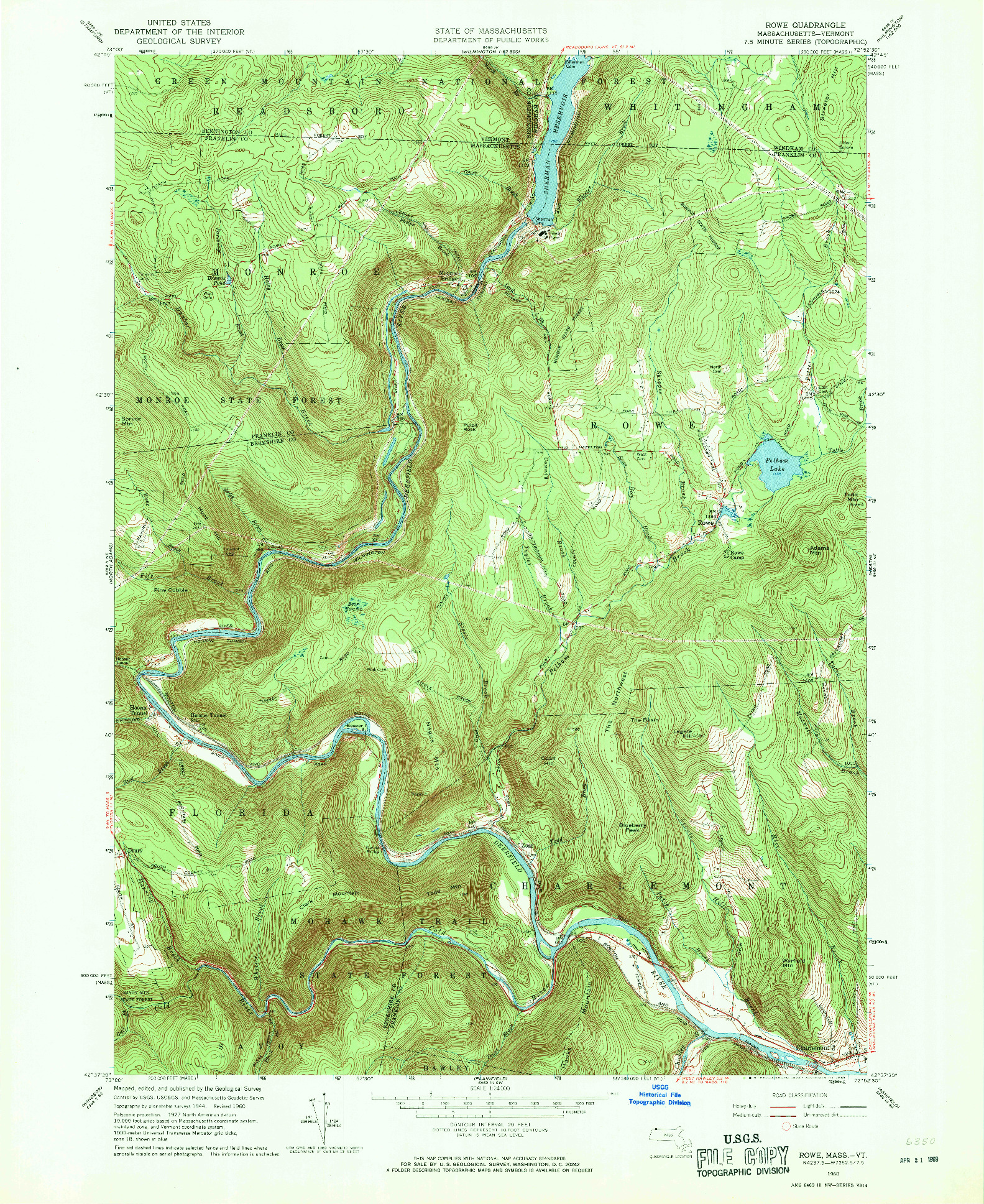 USGS 1:24000-SCALE QUADRANGLE FOR ROWE, MA 1960