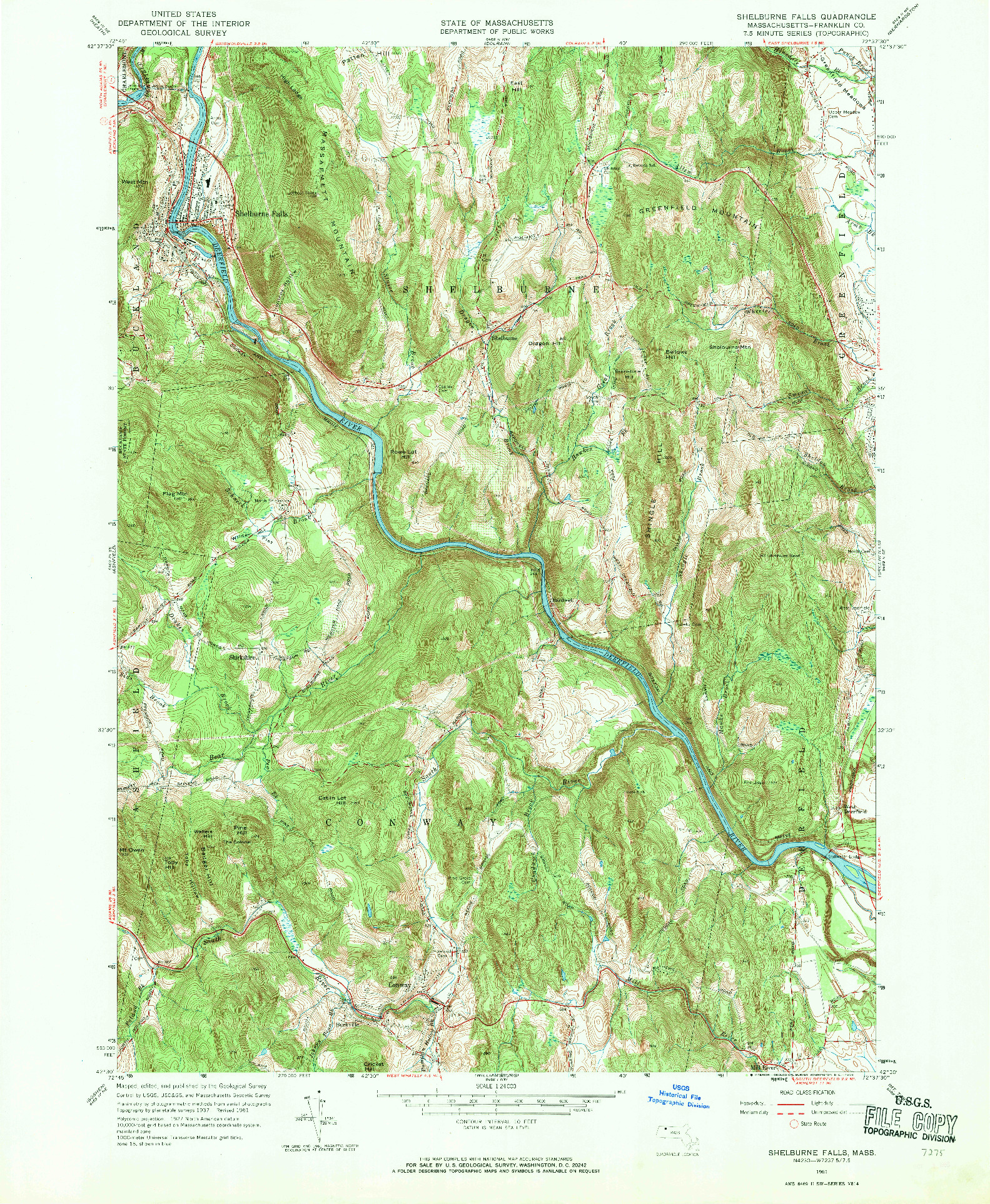 USGS 1:24000-SCALE QUADRANGLE FOR SHELBURNE FALLS, MA 1961