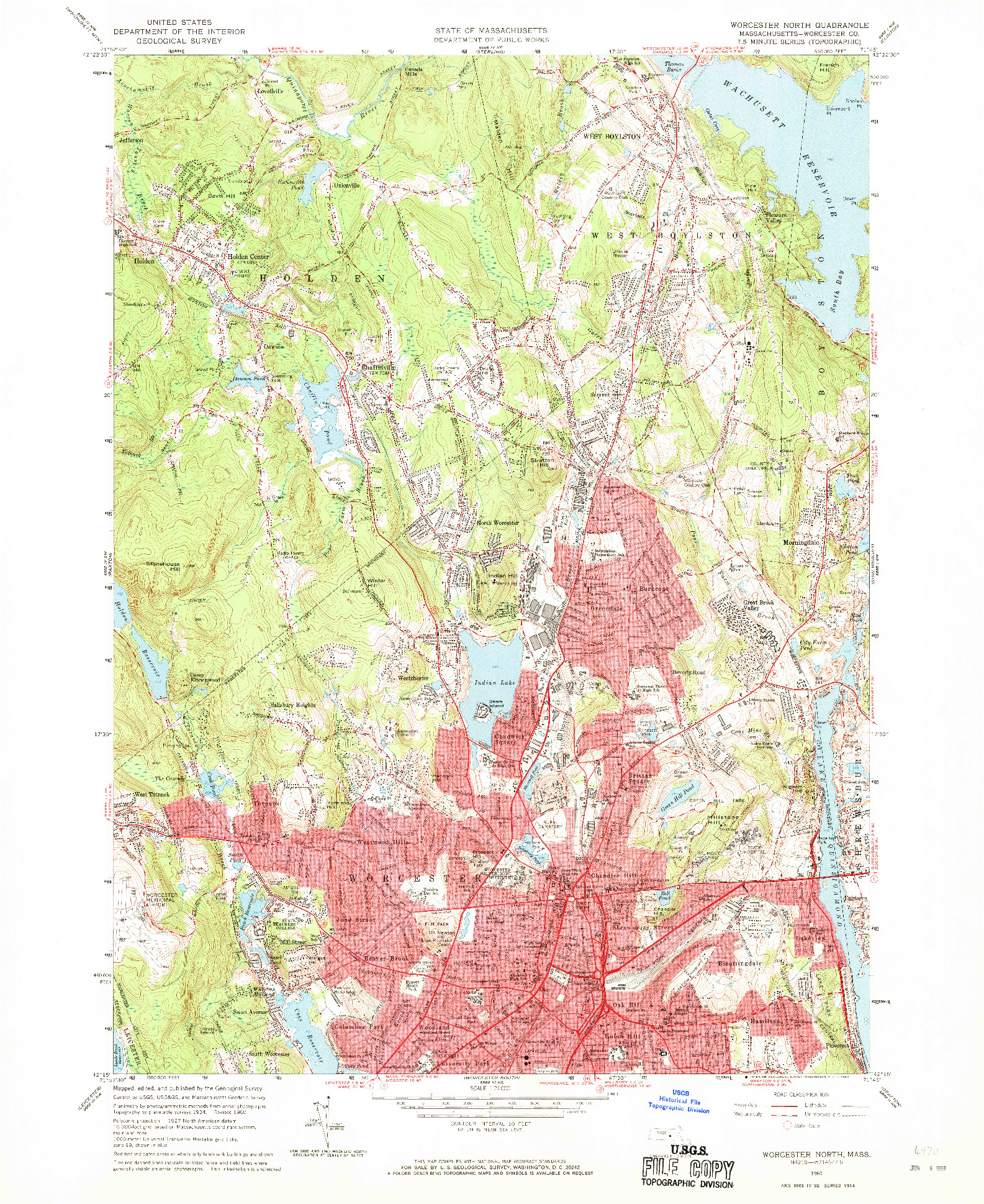 USGS 1:24000-SCALE QUADRANGLE FOR WORCESTER NORTH, MA 1960