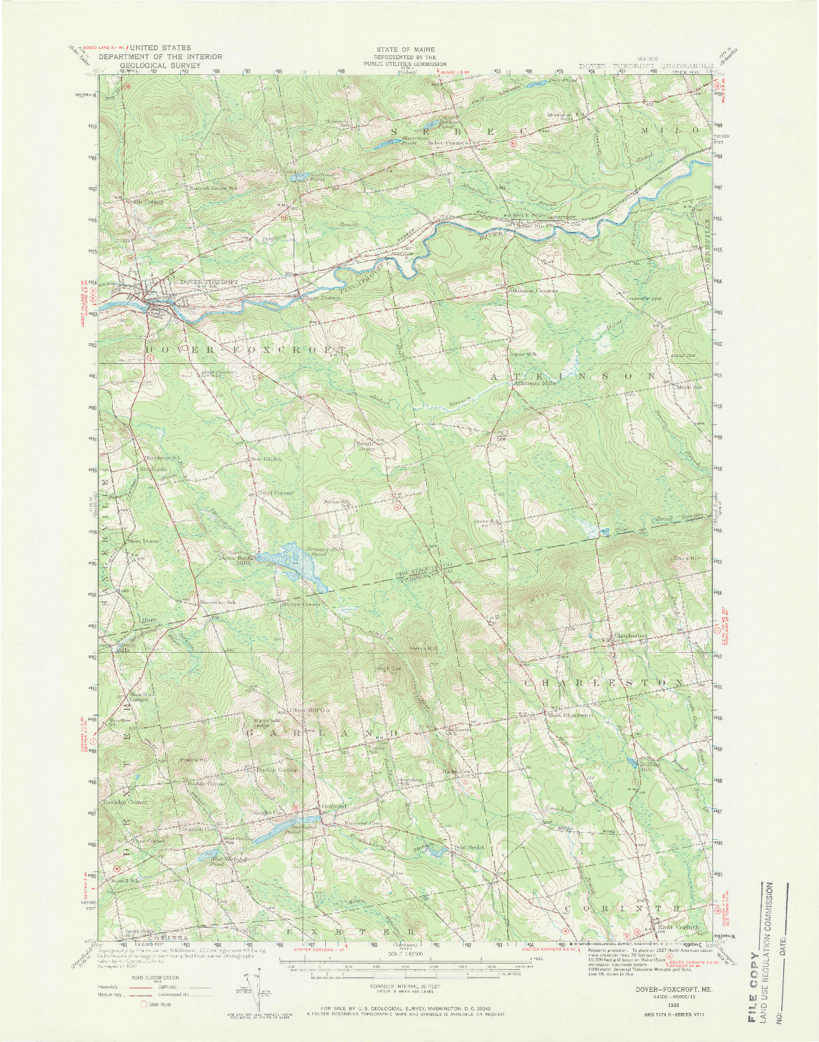 USGS 1:62500-SCALE QUADRANGLE FOR DOVER-FOXCROFT, ME 1932