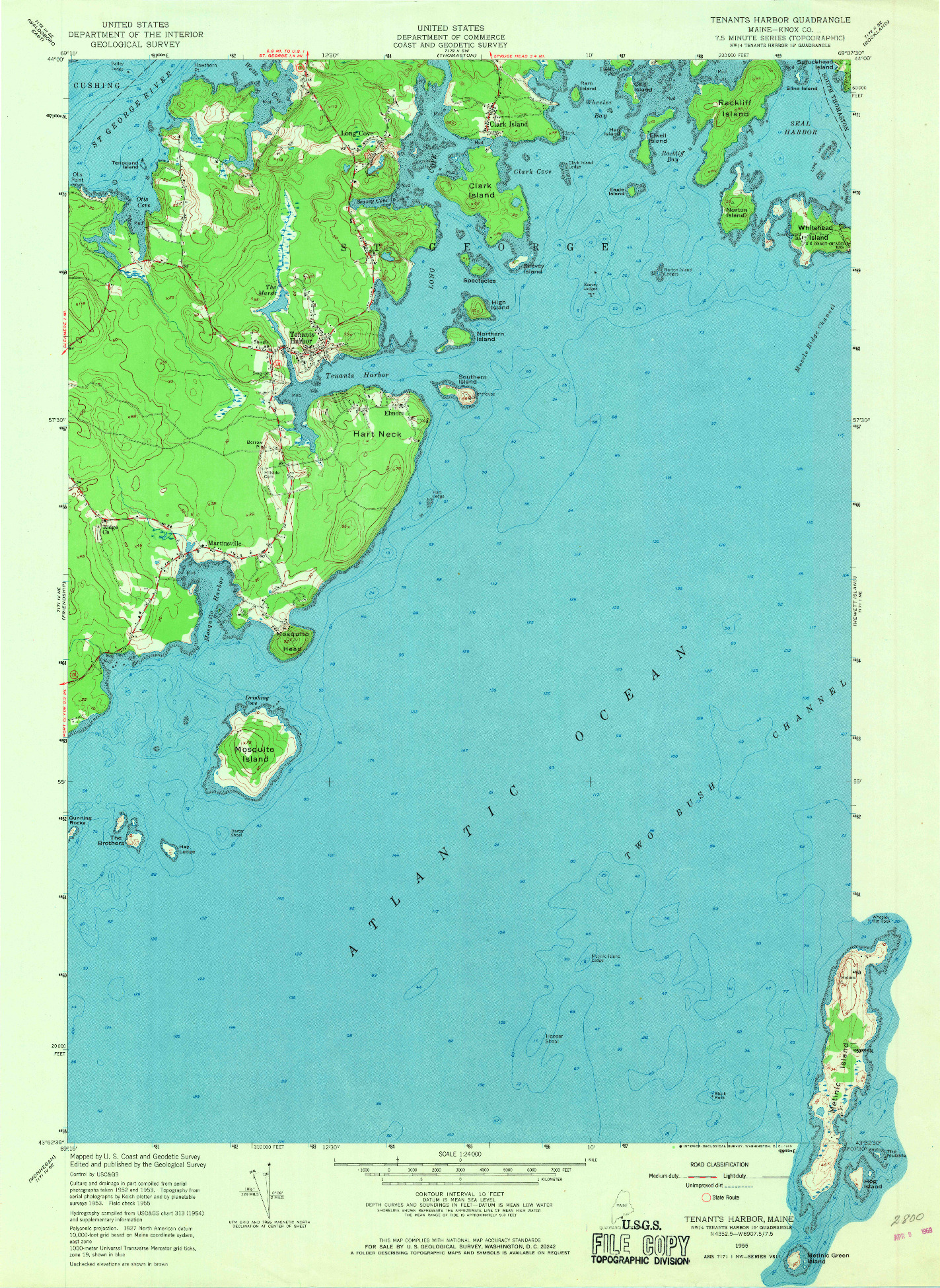 USGS 1:24000-SCALE QUADRANGLE FOR TENANTS HARBOR, ME 1955