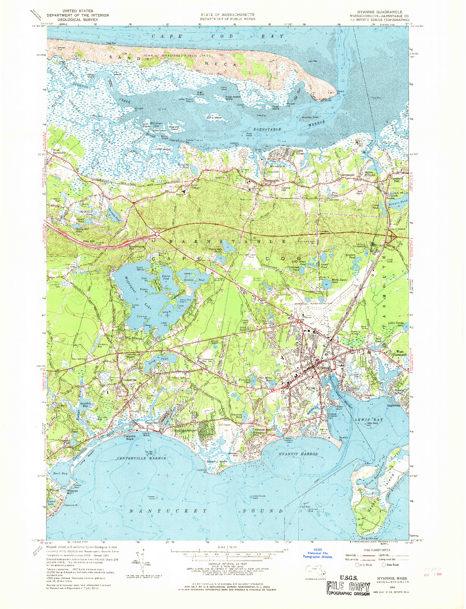 USGS 1:24000-SCALE QUADRANGLE FOR HYANNIS, MA 1961