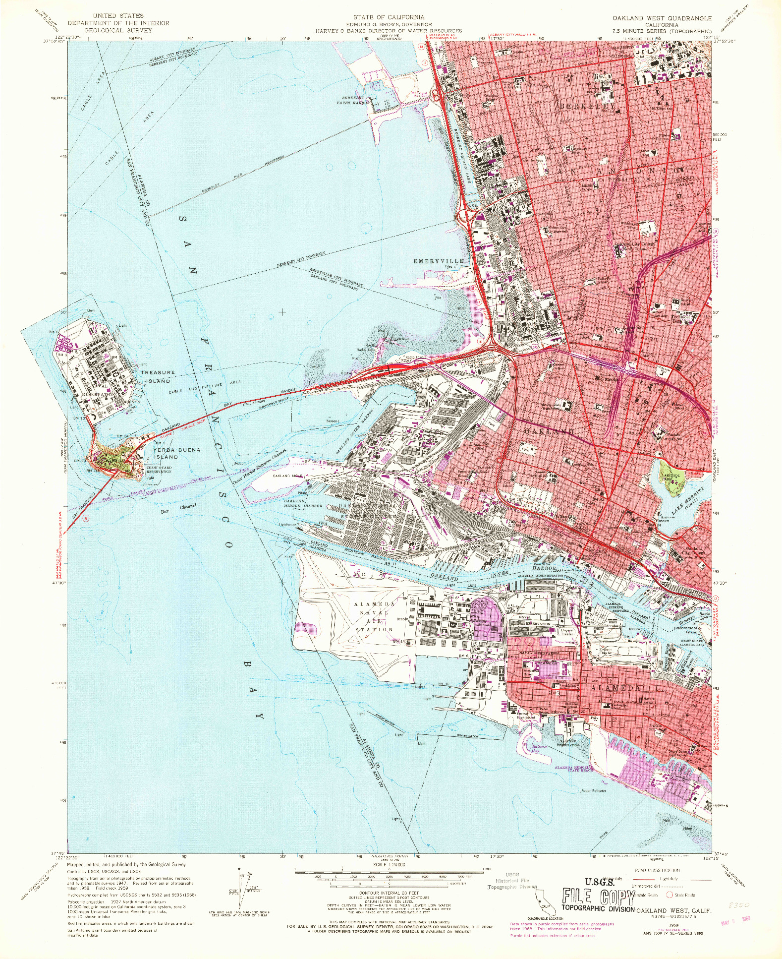 USGS 1:24000-SCALE QUADRANGLE FOR OAKLAND WEST, CA 1959