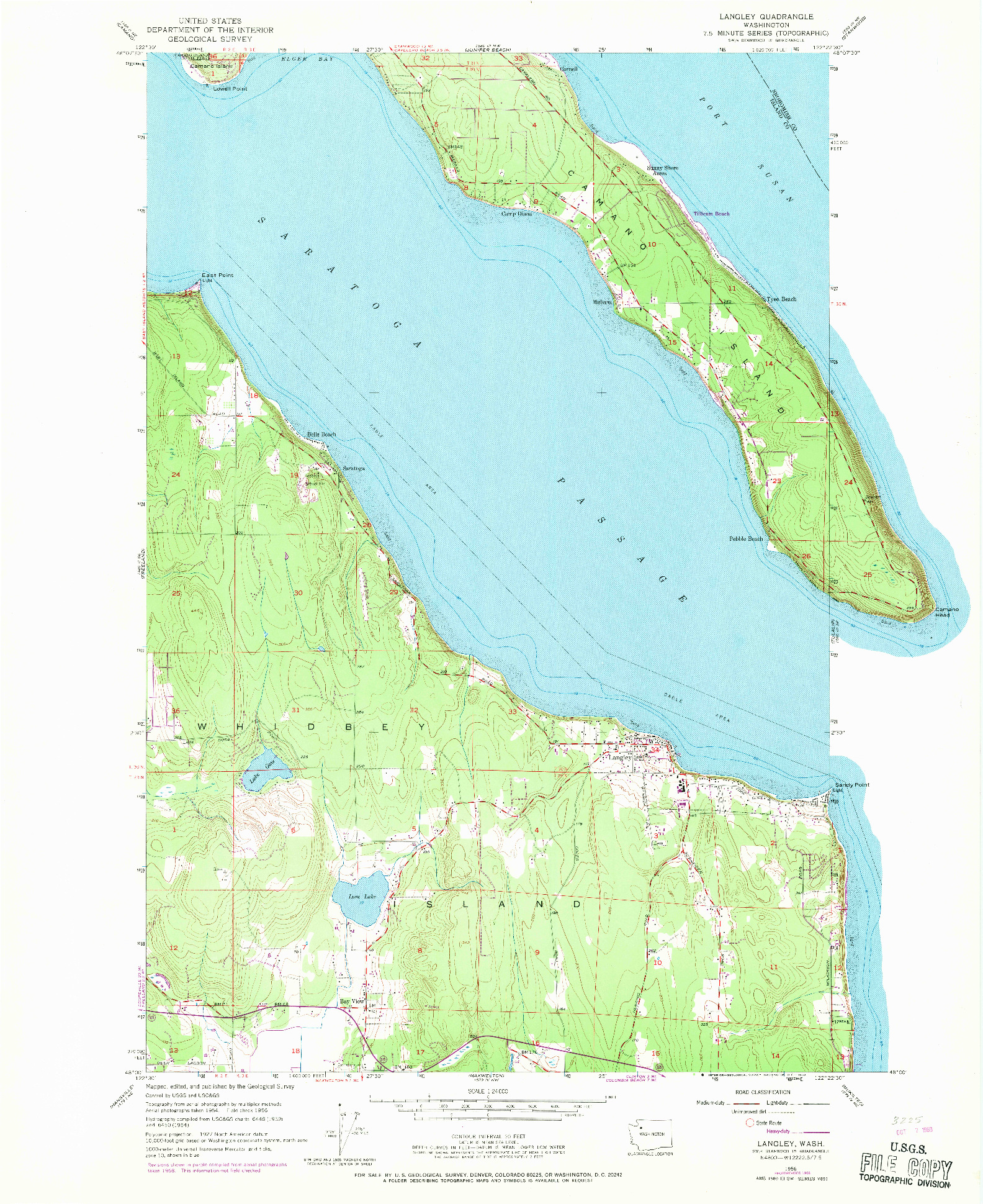 USGS 1:24000-SCALE QUADRANGLE FOR LANGLEY, WA 1956