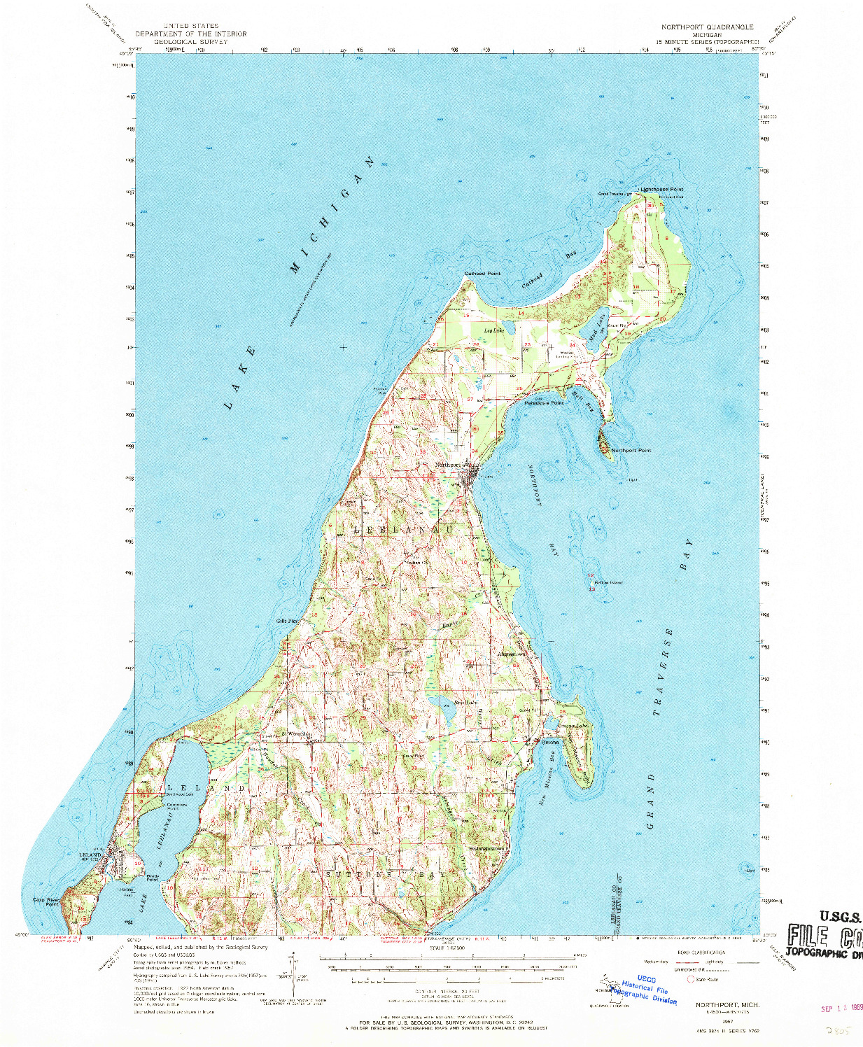 USGS 1:62500-SCALE QUADRANGLE FOR NORTHPORT, MI 1957