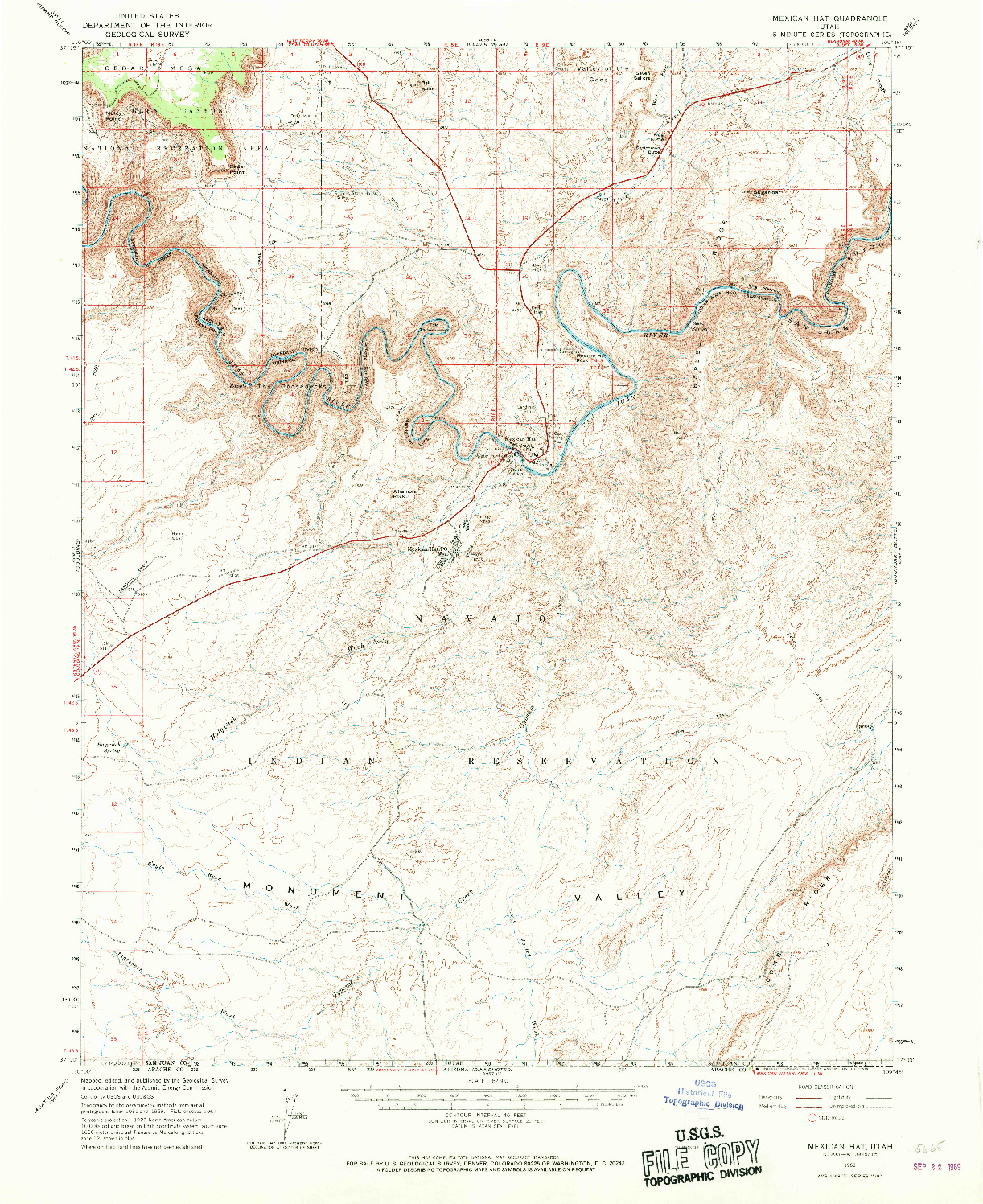USGS 1:62500-SCALE QUADRANGLE FOR MEXICAN HAT, UT 1963