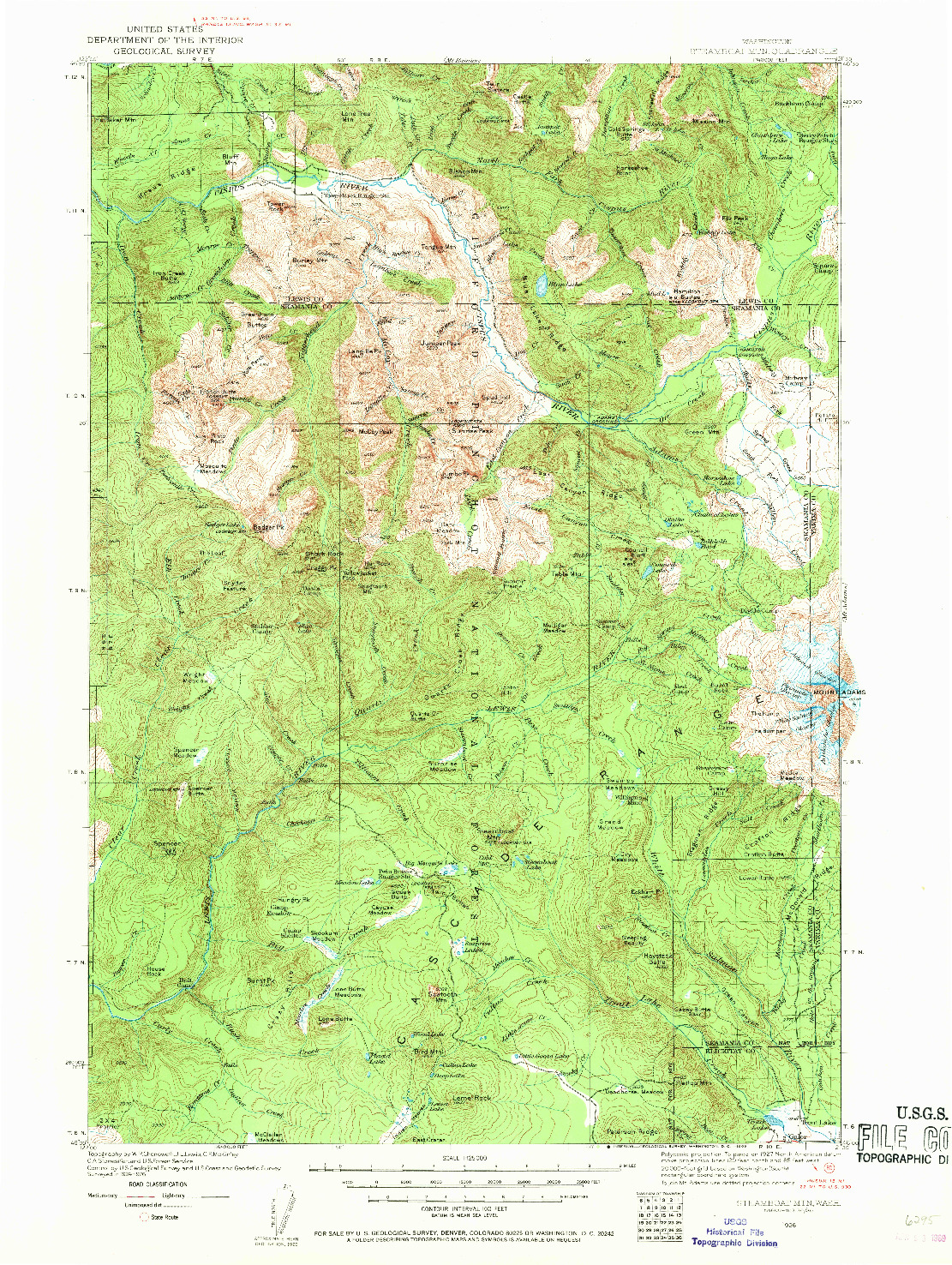 USGS 1:125000-SCALE QUADRANGLE FOR STEAMBOAT MTN, WA 1926