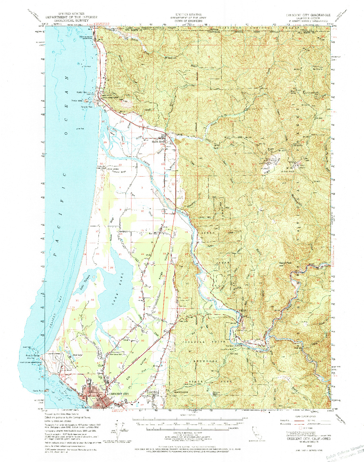 USGS 1:62500-SCALE QUADRANGLE FOR CRESCENT CITY, CA 1952