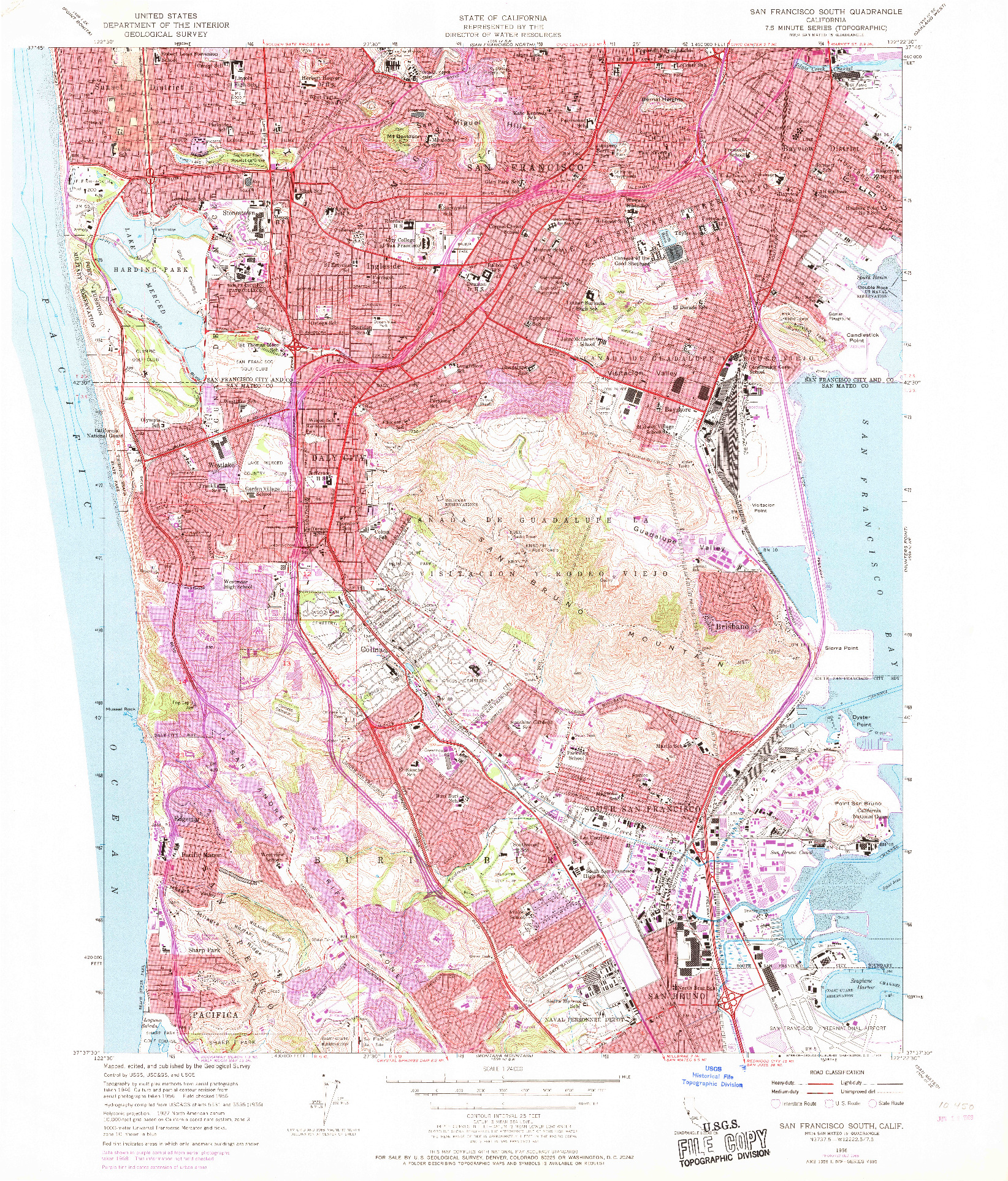 USGS 1:24000-SCALE QUADRANGLE FOR SAN FRANCISCO SOUTH, CA 1956