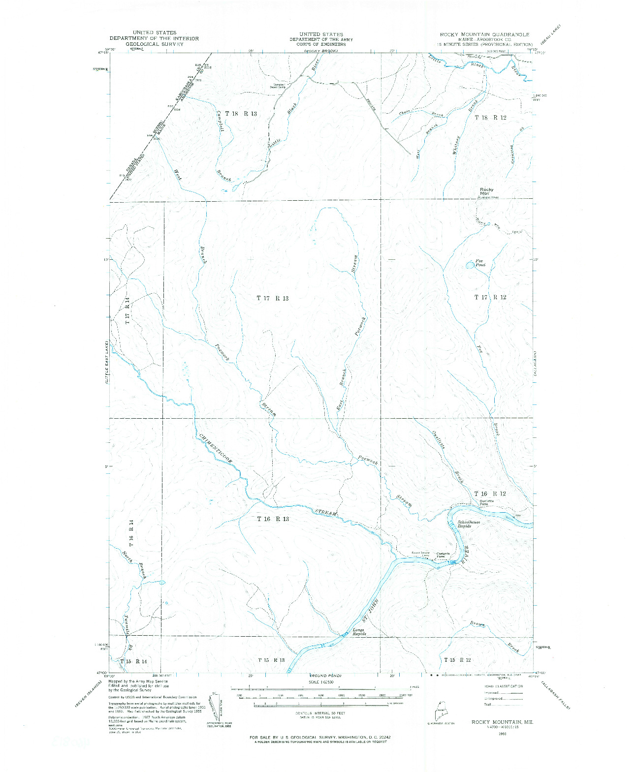 USGS 1:62500-SCALE QUADRANGLE FOR ROCKY MOUNTAIN, ME 1955