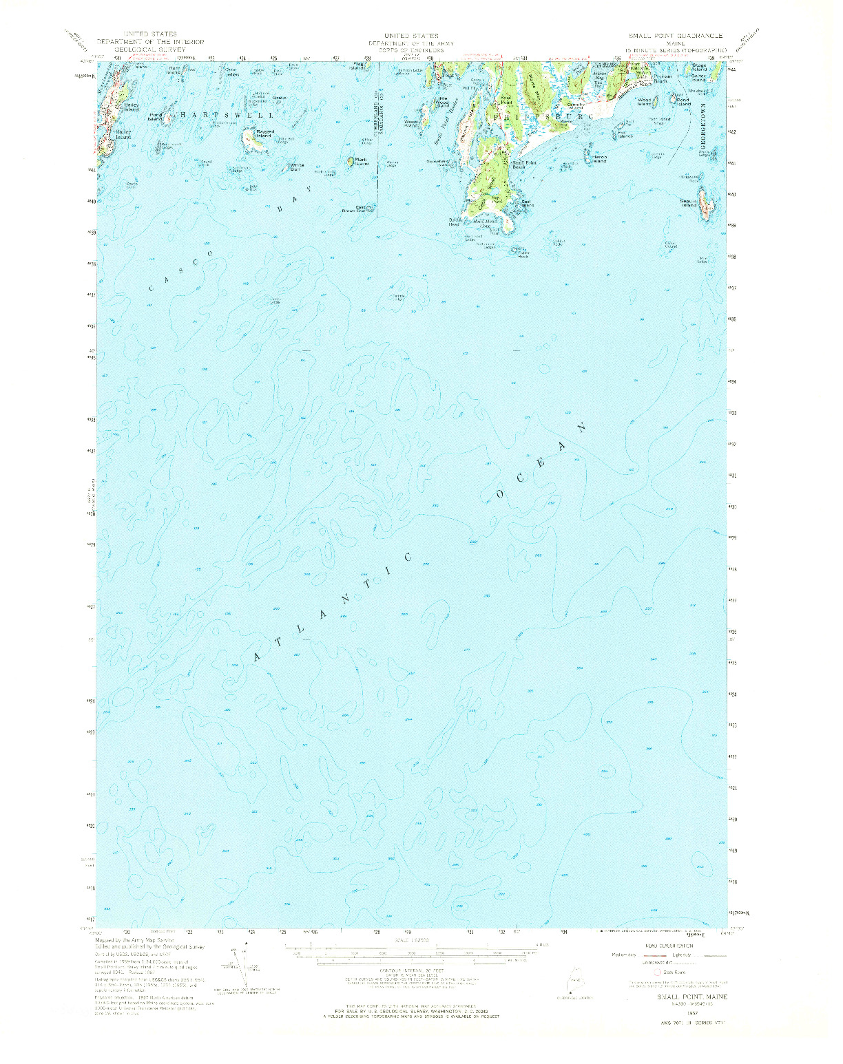 USGS 1:62500-SCALE QUADRANGLE FOR SMALL POINT, ME 1957