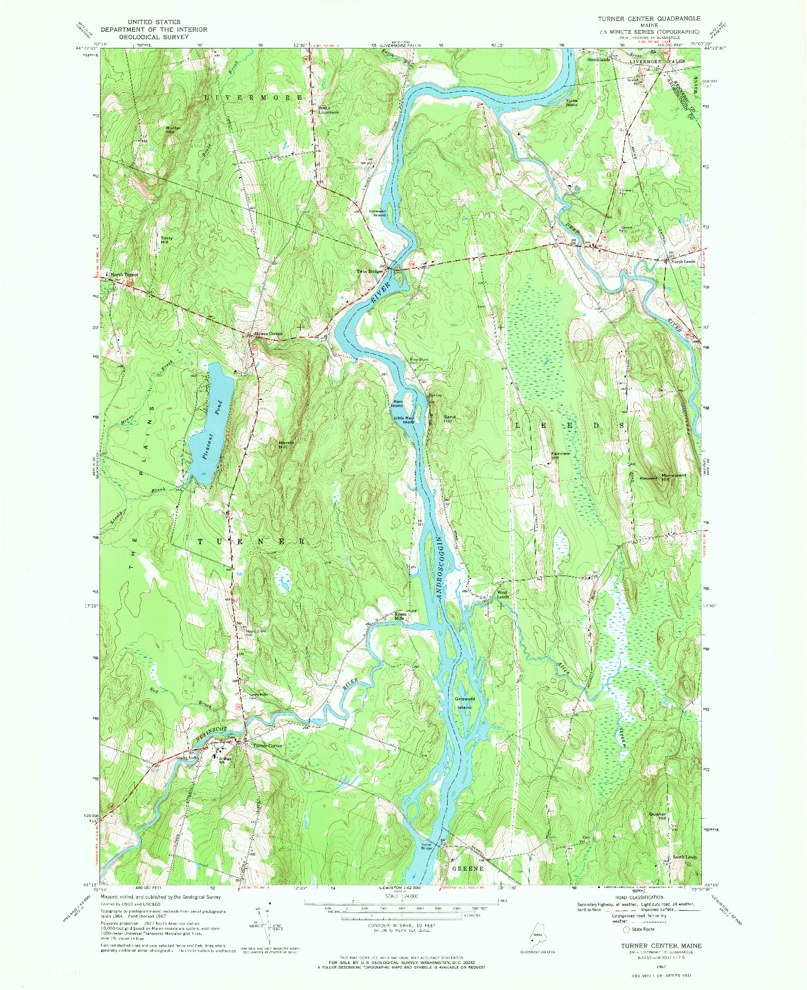 USGS 1:24000-SCALE QUADRANGLE FOR TURNER CENTER, ME 1967