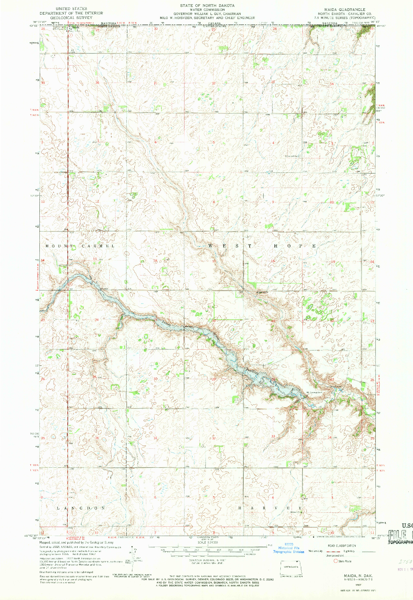 USGS 1:24000-SCALE QUADRANGLE FOR MAIDA, ND 1967
