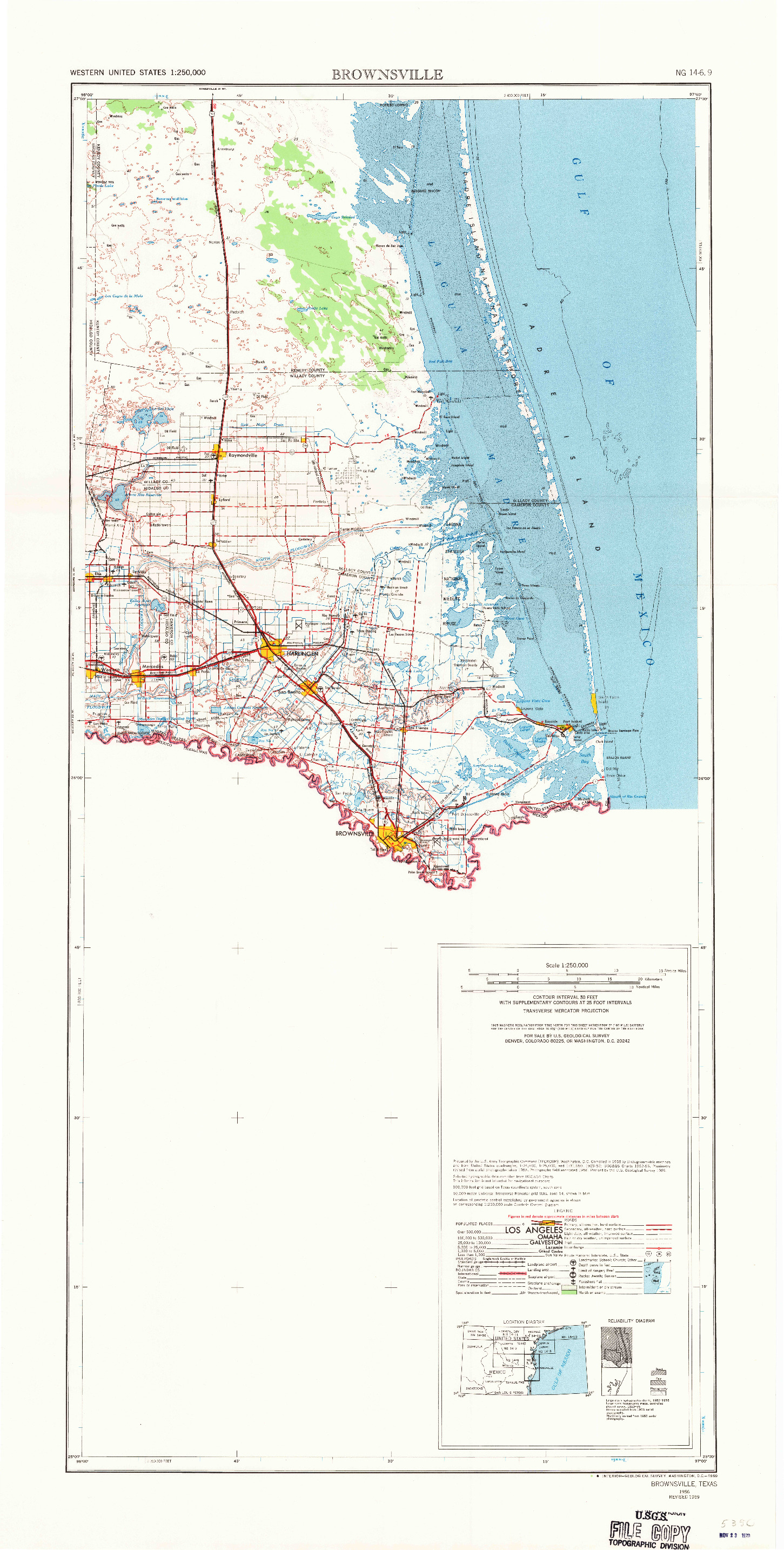 USGS 1:250000-SCALE QUADRANGLE FOR BROWNSVILLE, TX 1956