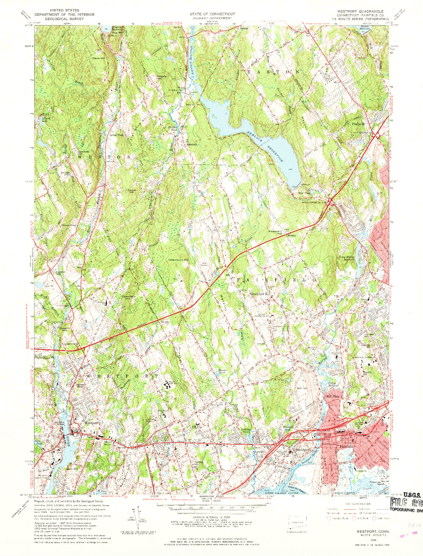 USGS 1:24000-SCALE QUADRANGLE FOR WESTPORT, CT 1960