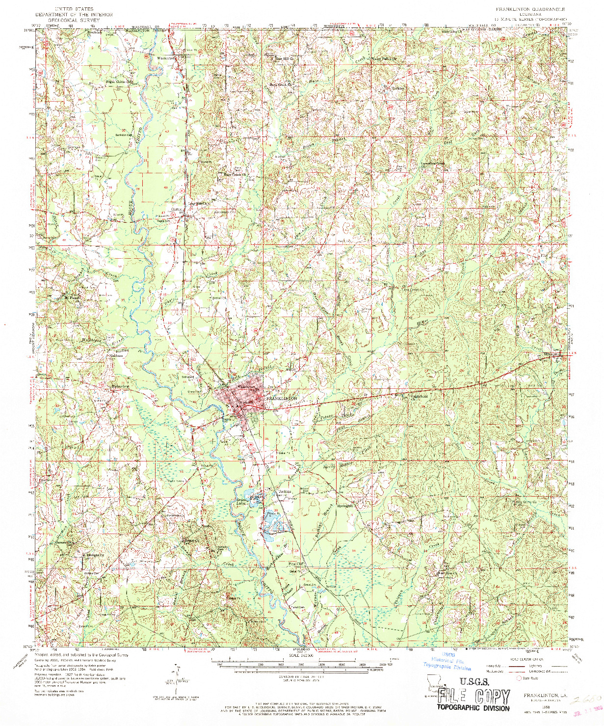 USGS 1:62500-SCALE QUADRANGLE FOR FRANKLINTON, LA 1958