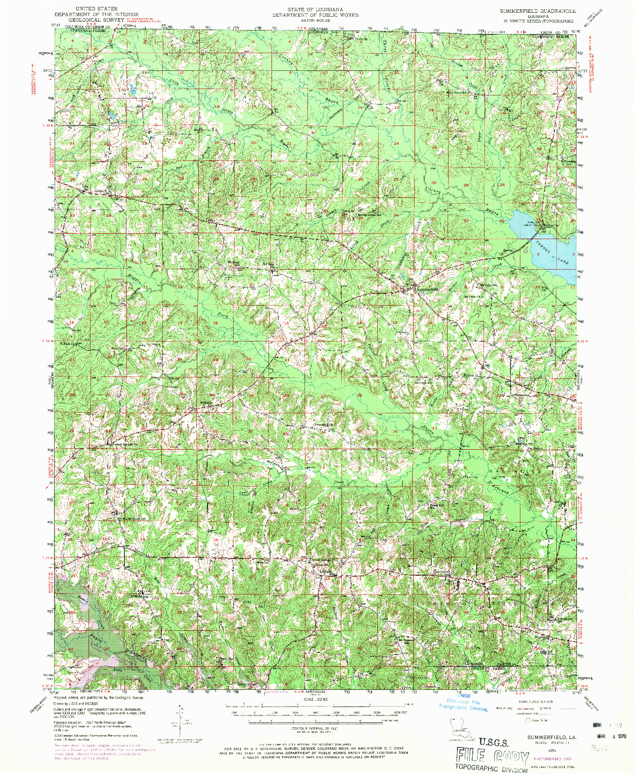 USGS 1:62500-SCALE QUADRANGLE FOR SUMMERFIELD, LA 1951