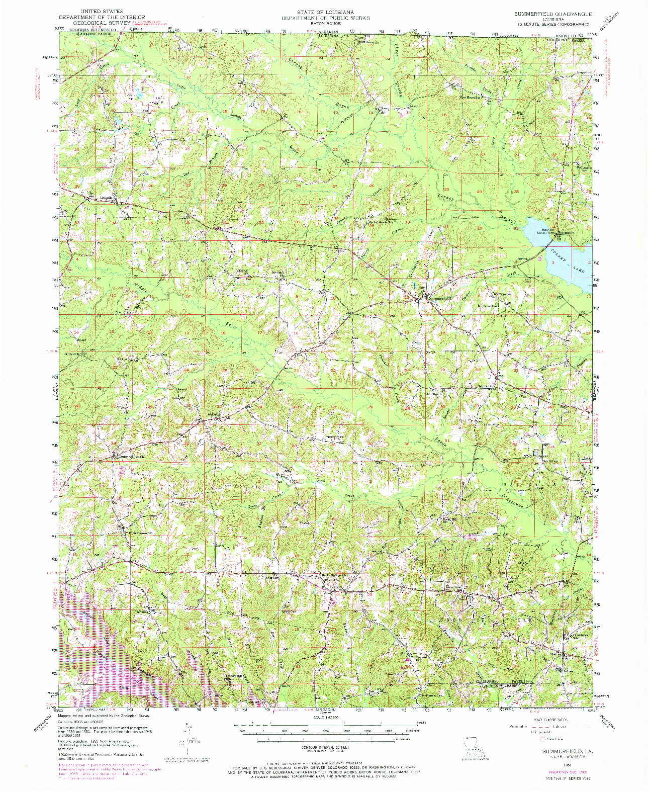 USGS 1:62500-SCALE QUADRANGLE FOR SUMMERFIELD, LA 1951