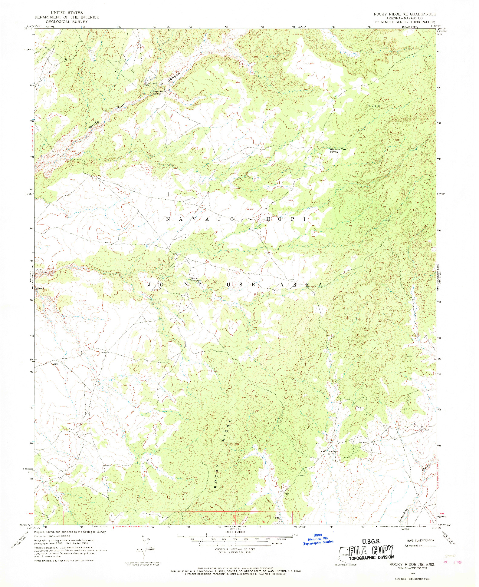 USGS 1:24000-SCALE QUADRANGLE FOR ROCKY RIDGE NE, AZ 1967