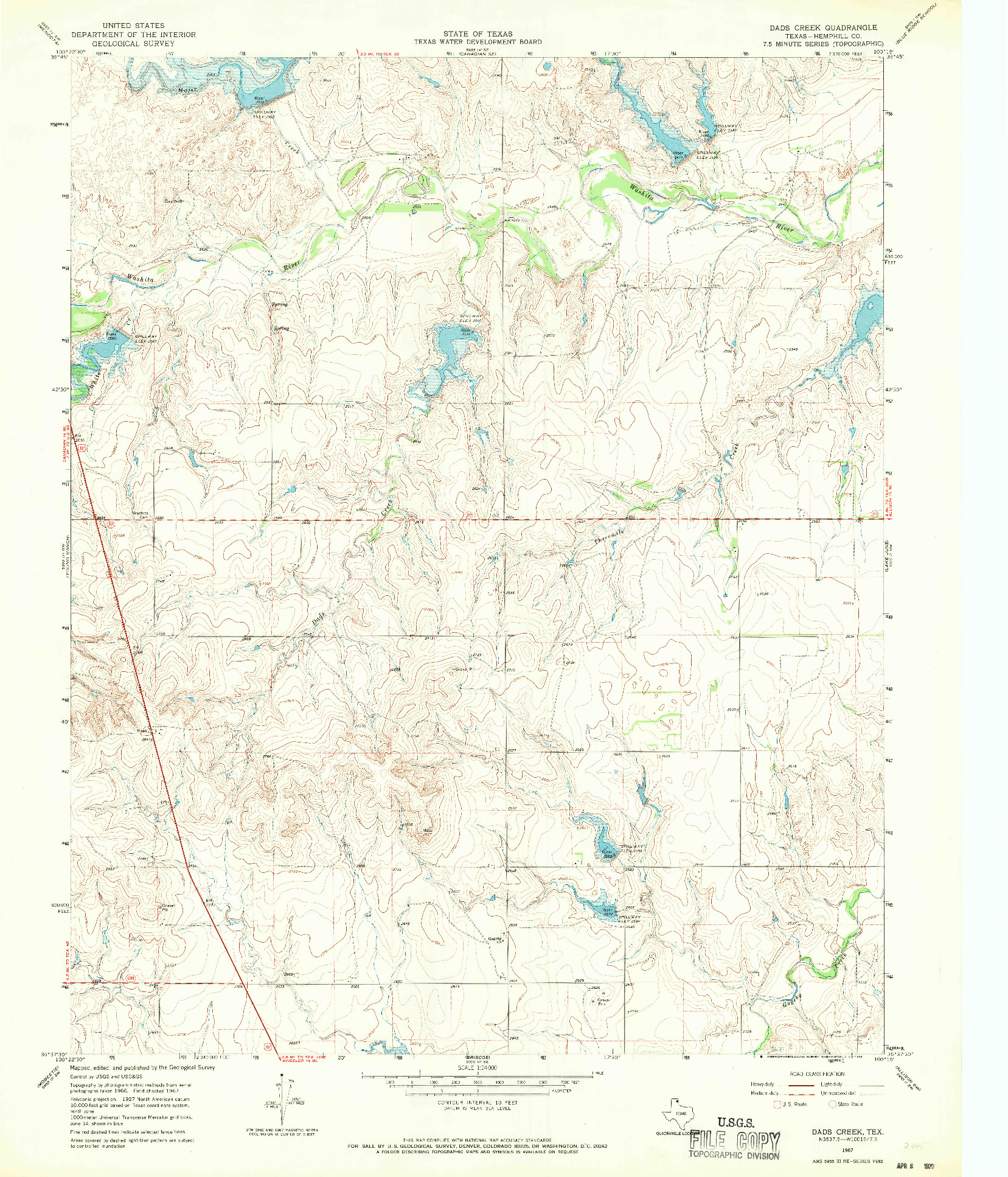 USGS 1:24000-SCALE QUADRANGLE FOR DADS CREEK, TX 1967