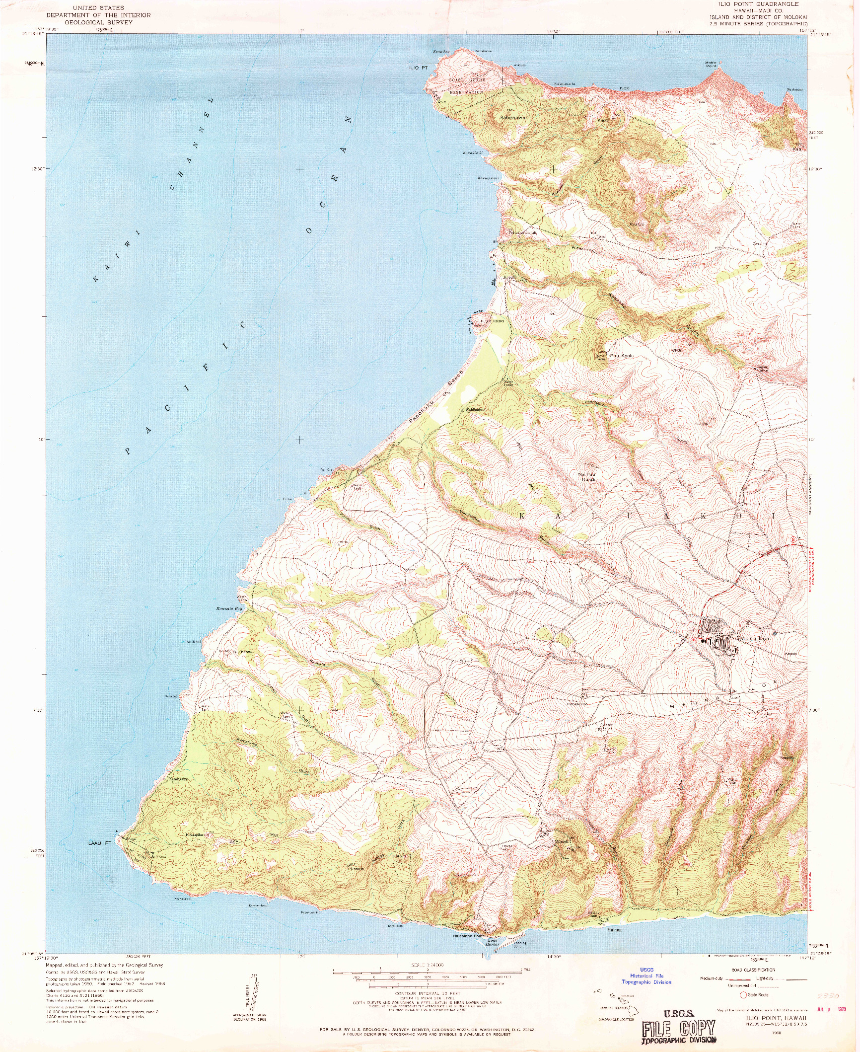 USGS 1:24000-SCALE QUADRANGLE FOR ILIO POINT, HI 1968