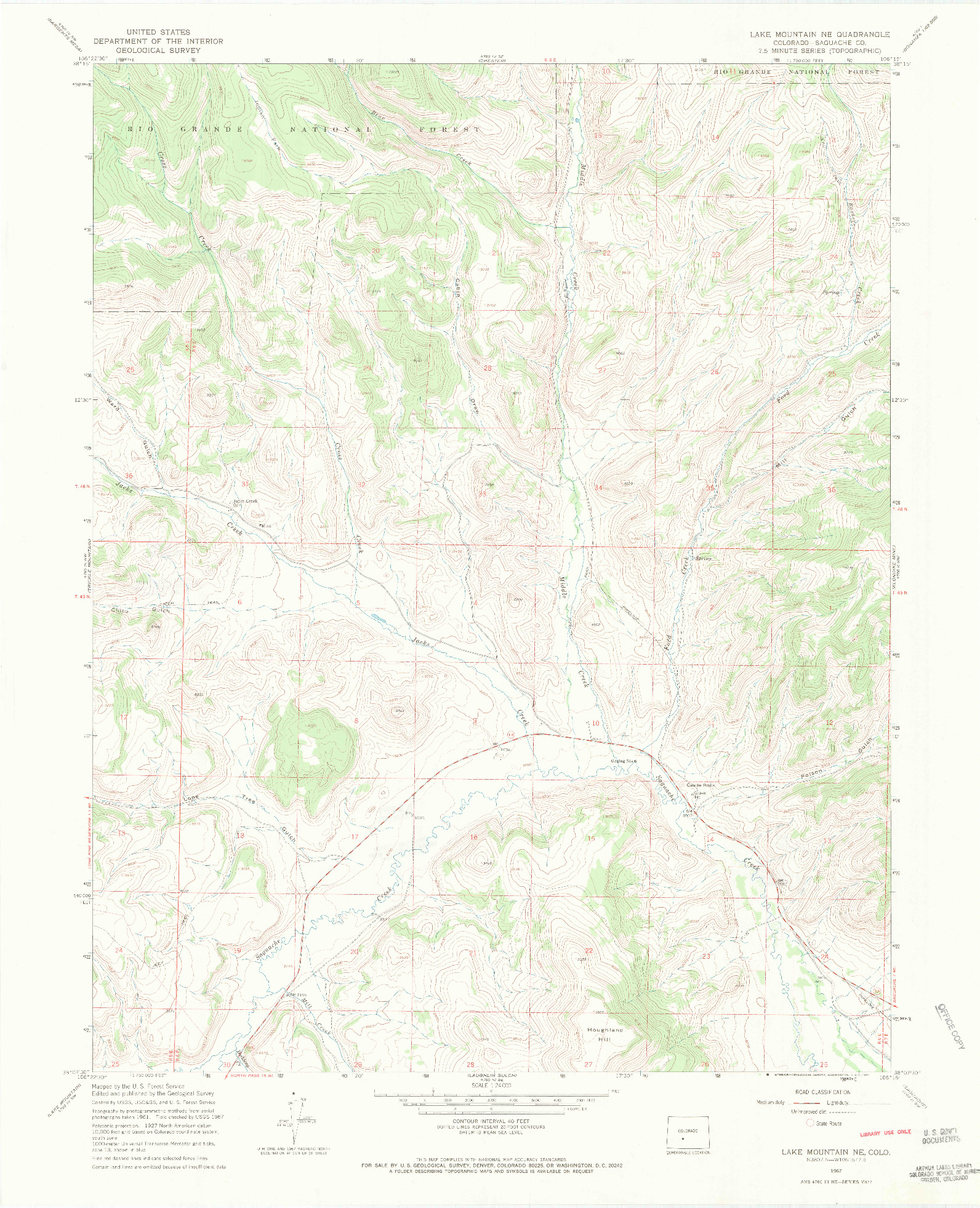 USGS 1:24000-SCALE QUADRANGLE FOR LAKE MOUNTAIN NE, CO 1967