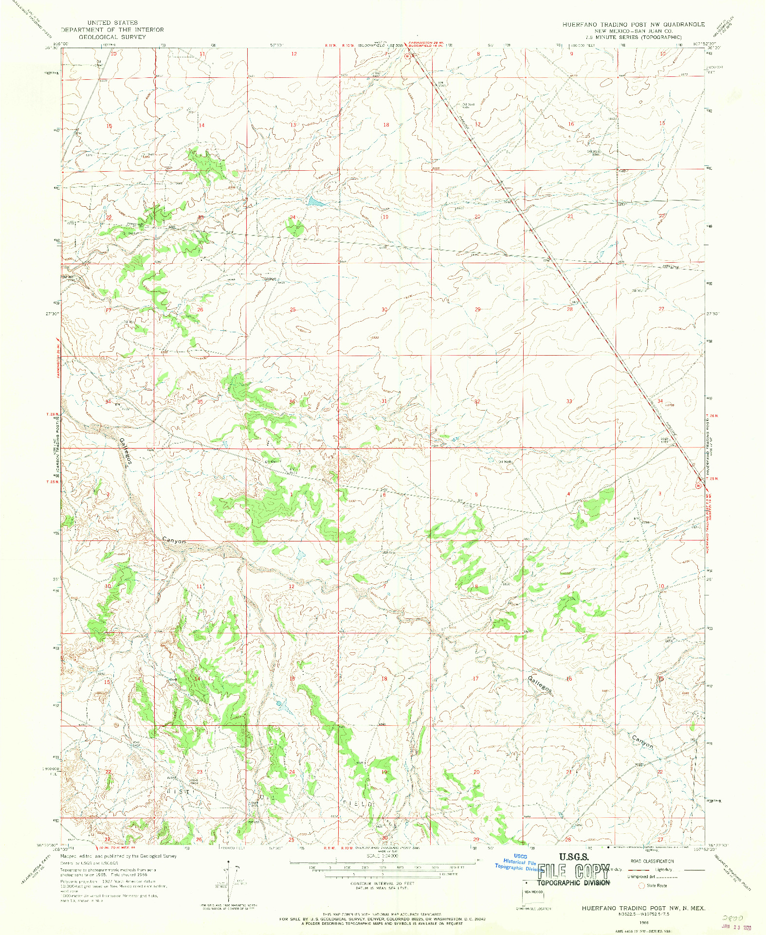USGS 1:24000-SCALE QUADRANGLE FOR HUERFANO TRADING POST NW, NM 1966