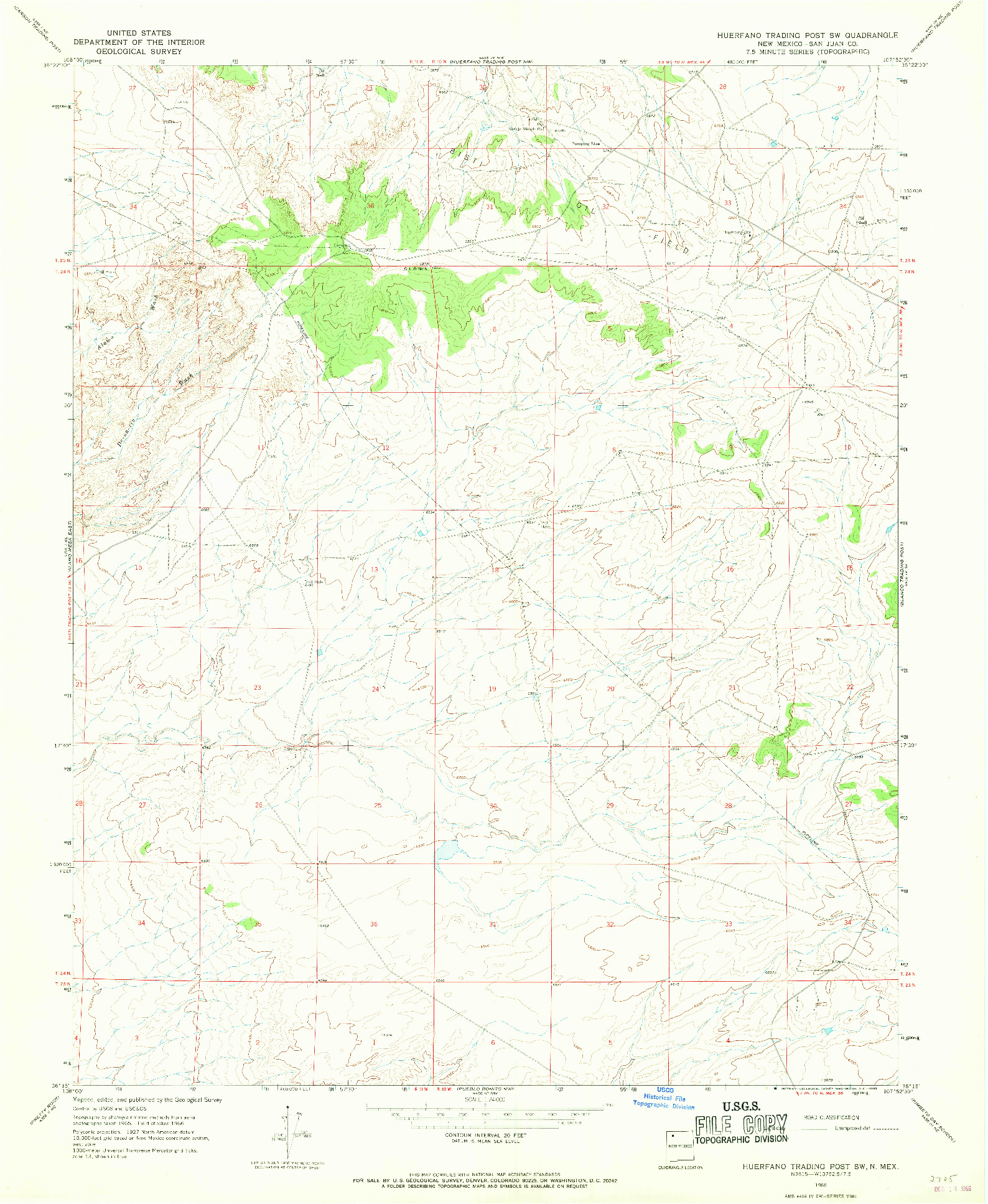 USGS 1:24000-SCALE QUADRANGLE FOR HUERFANO TRADING POST SW, NM 1966