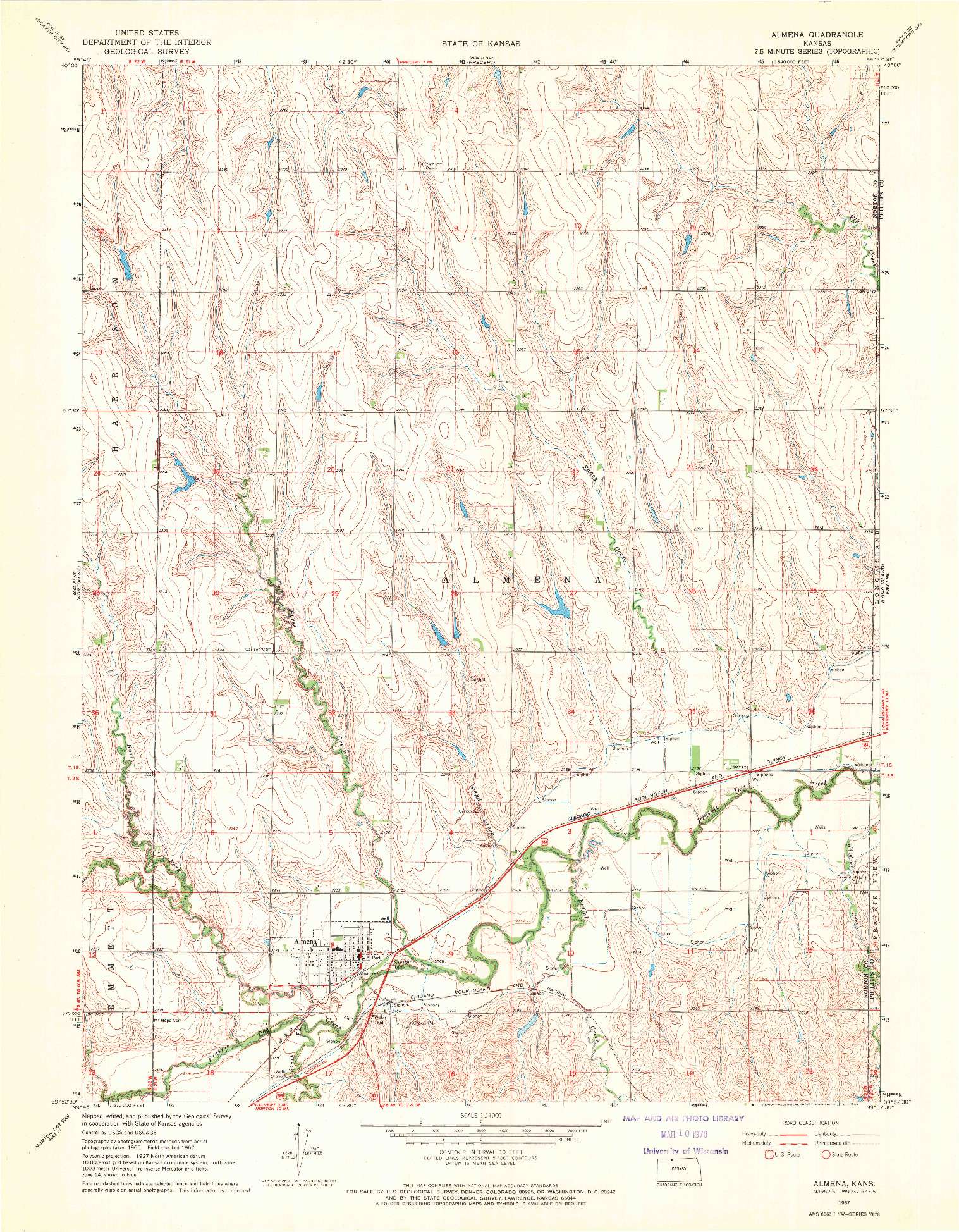 USGS 1:24000-SCALE QUADRANGLE FOR ALMENA, KS 1967