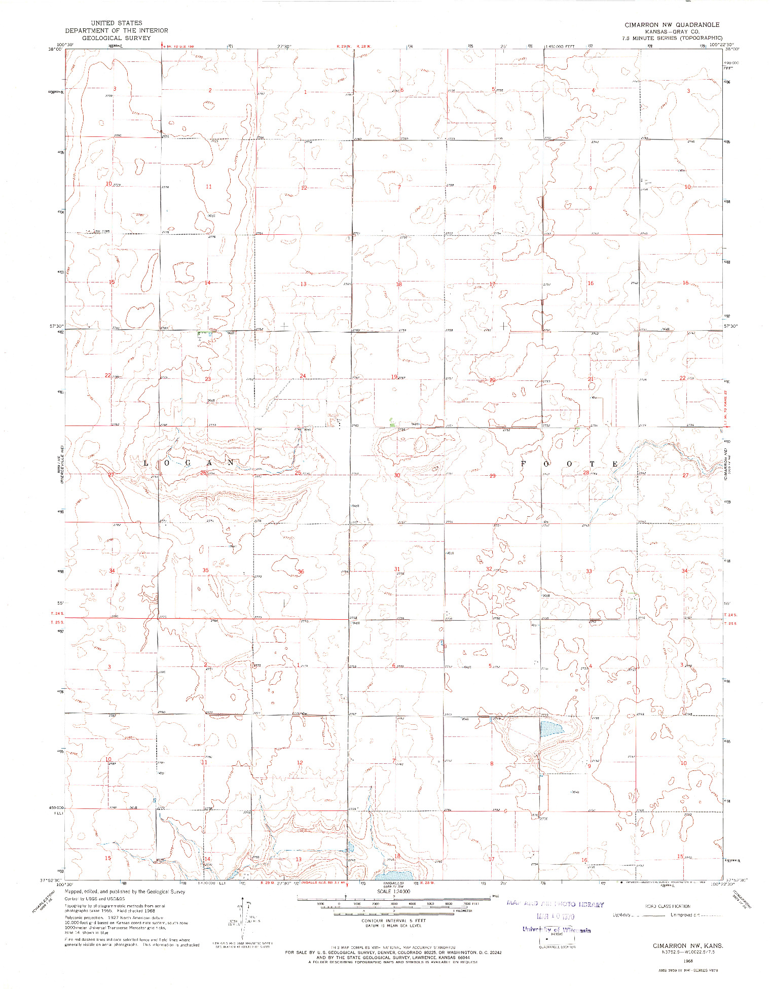 USGS 1:24000-SCALE QUADRANGLE FOR CIMARRON NW, KS 1968