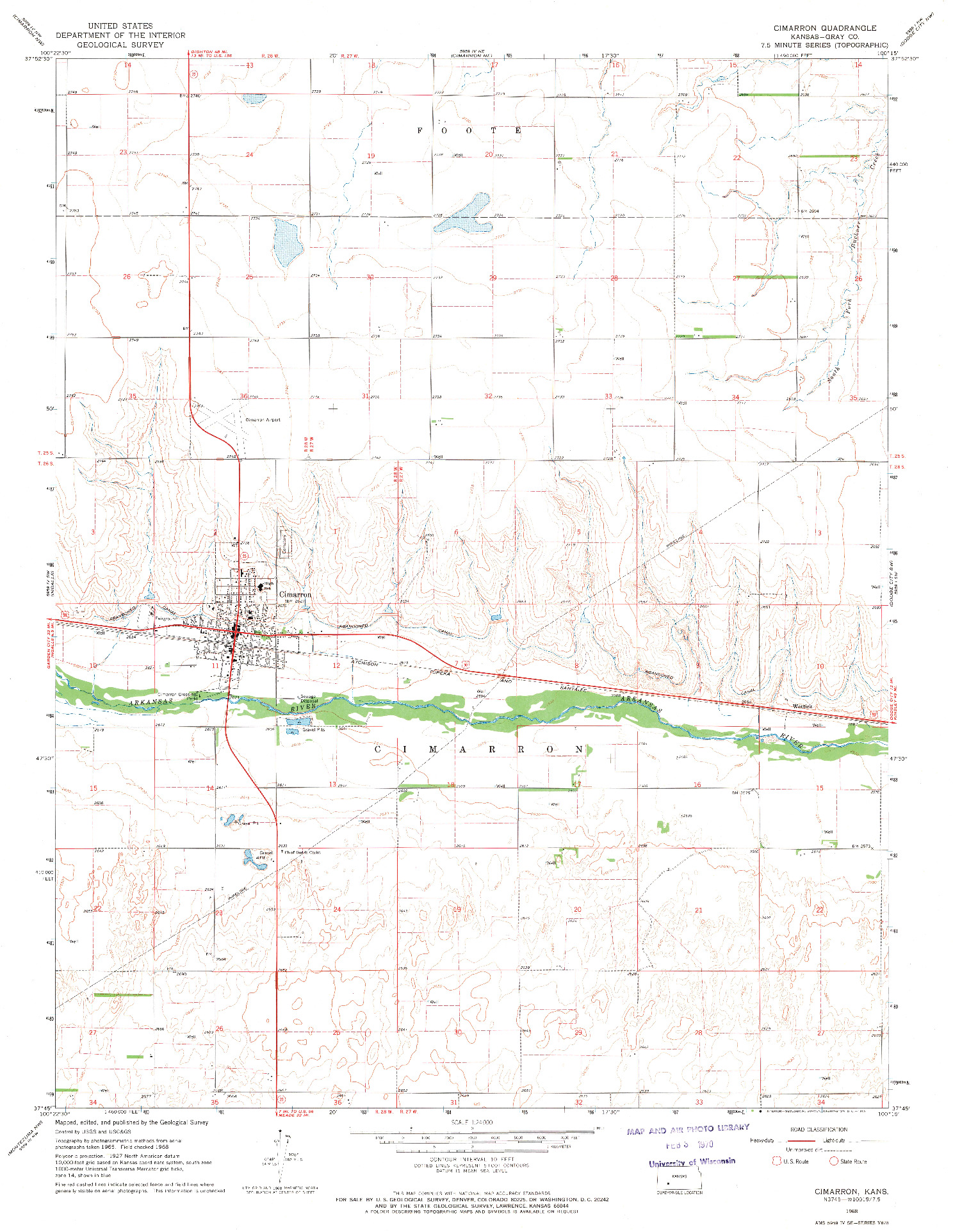 USGS 1:24000-SCALE QUADRANGLE FOR CIMARRON, KS 1968