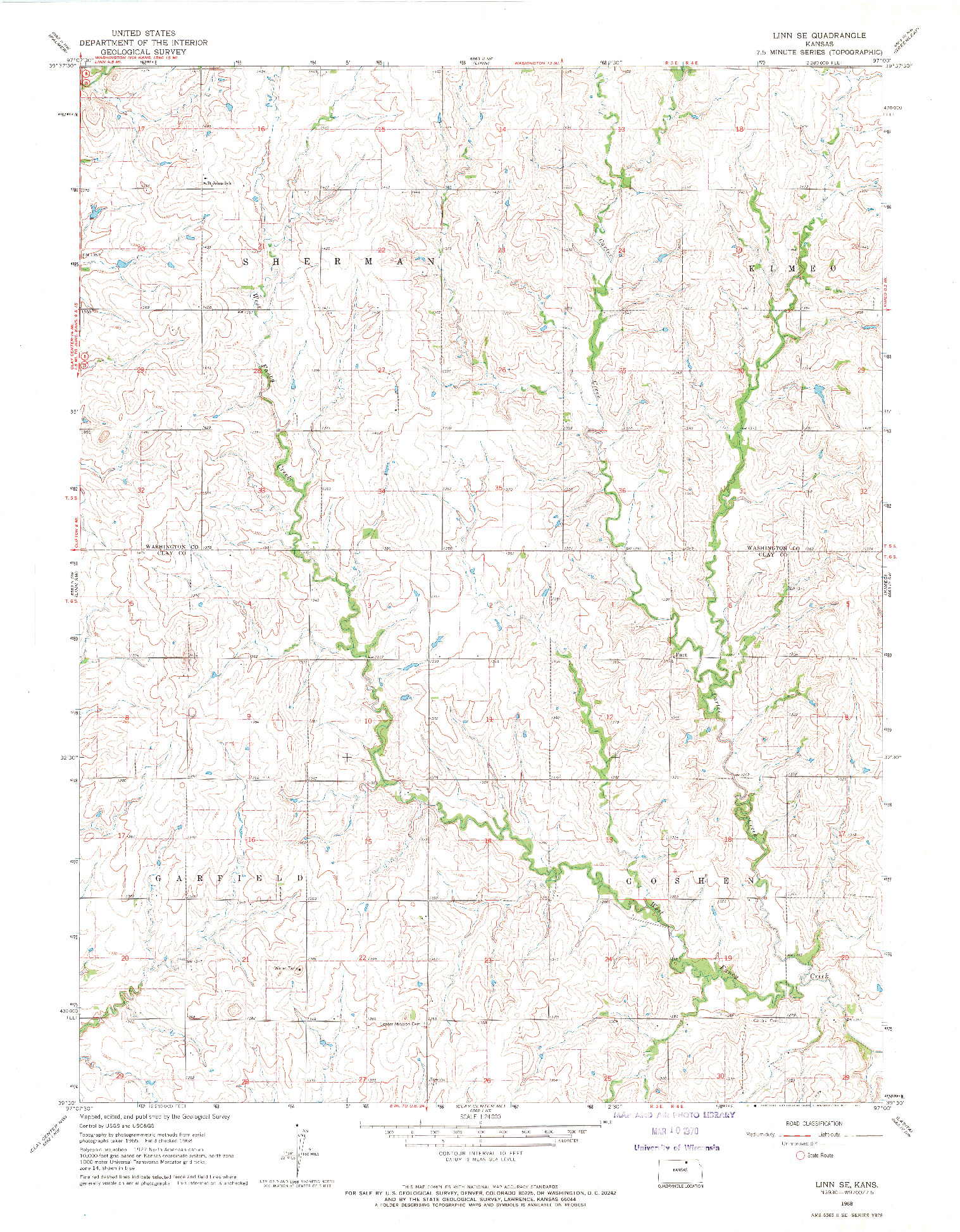 USGS 1:24000-SCALE QUADRANGLE FOR LINN SE, KS 1968