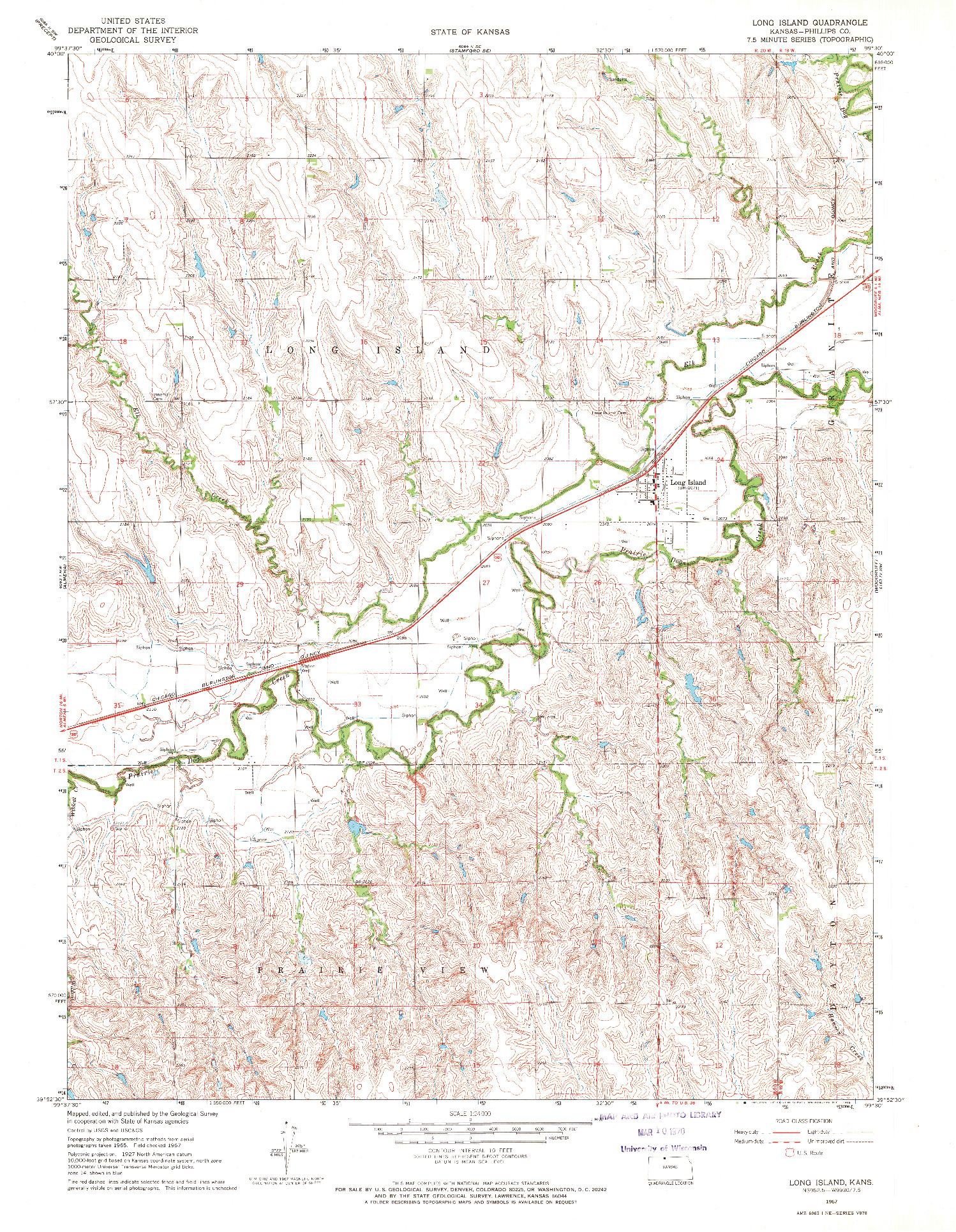 USGS 1:24000-SCALE QUADRANGLE FOR LONG ISLAND, KS 1967