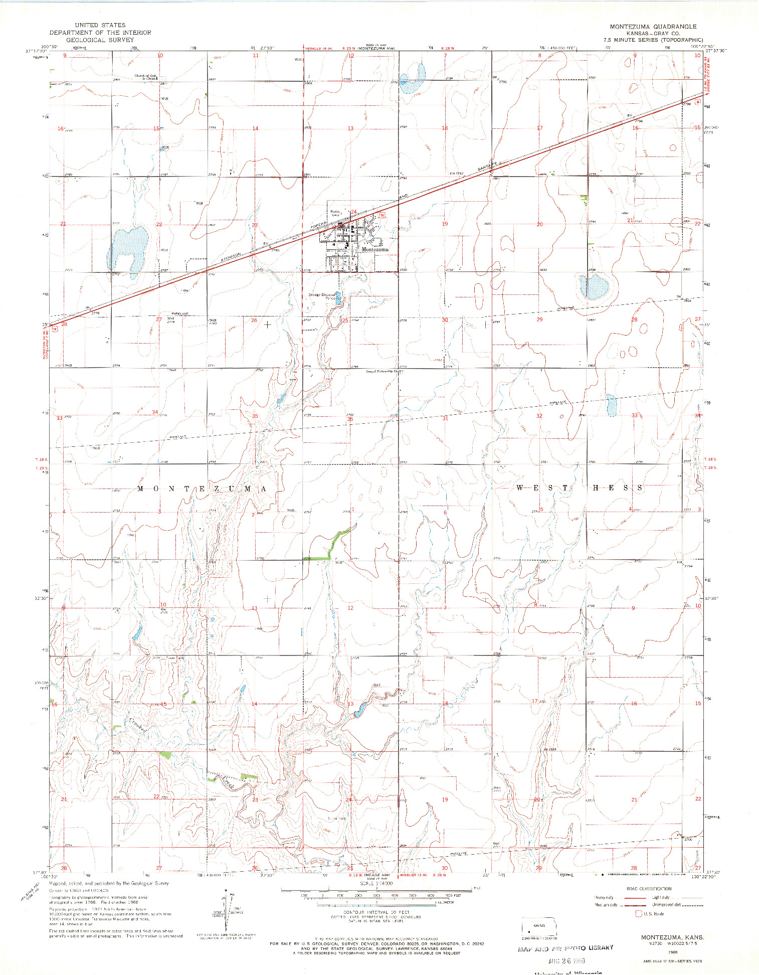 USGS 1:24000-SCALE QUADRANGLE FOR MONTEZUMA, KS 1968