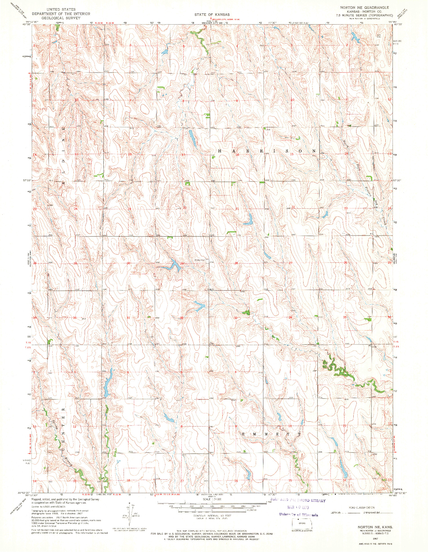 USGS 1:24000-SCALE QUADRANGLE FOR NORTON NE, KS 1967
