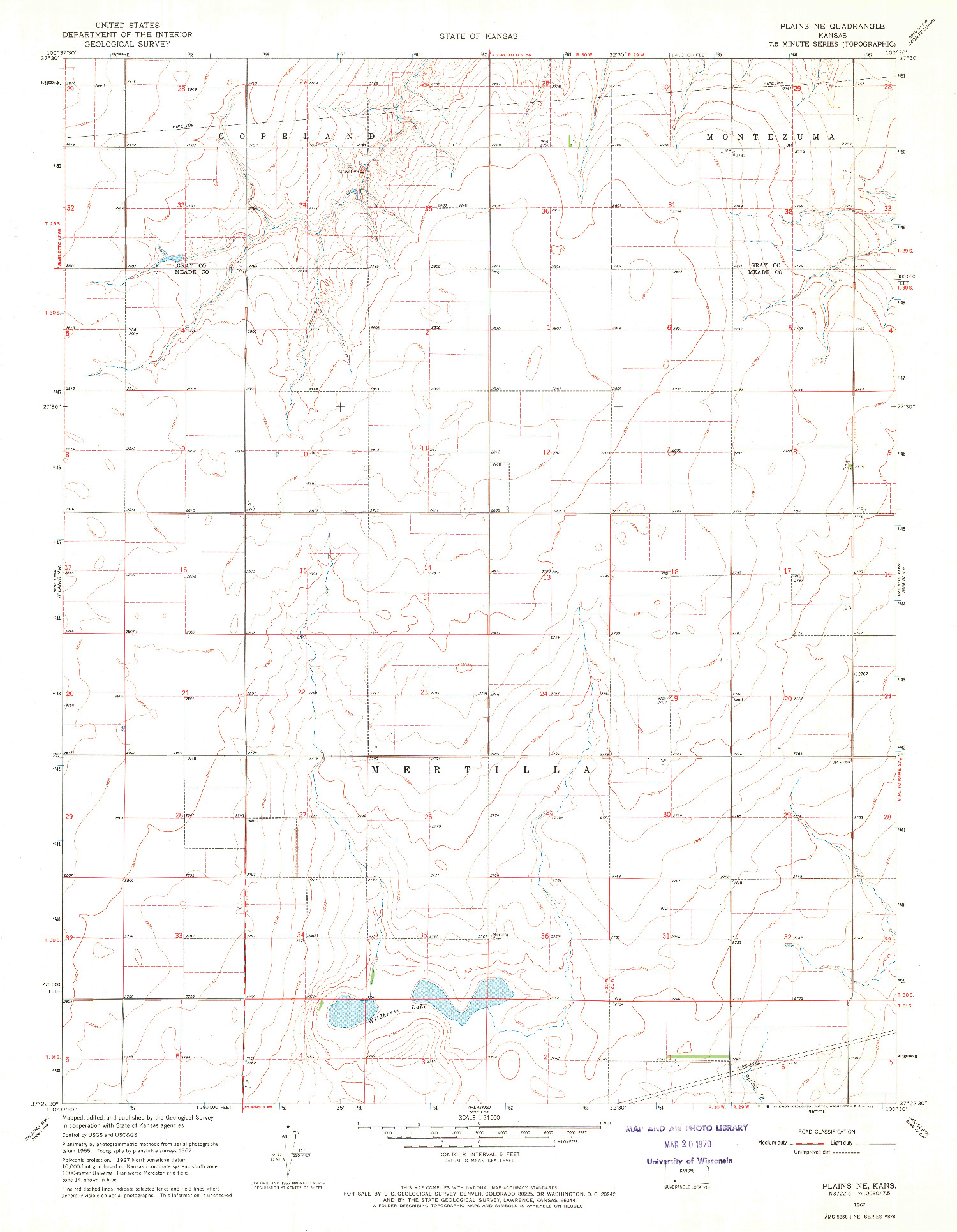 USGS 1:24000-SCALE QUADRANGLE FOR PLAINS NE, KS 1967
