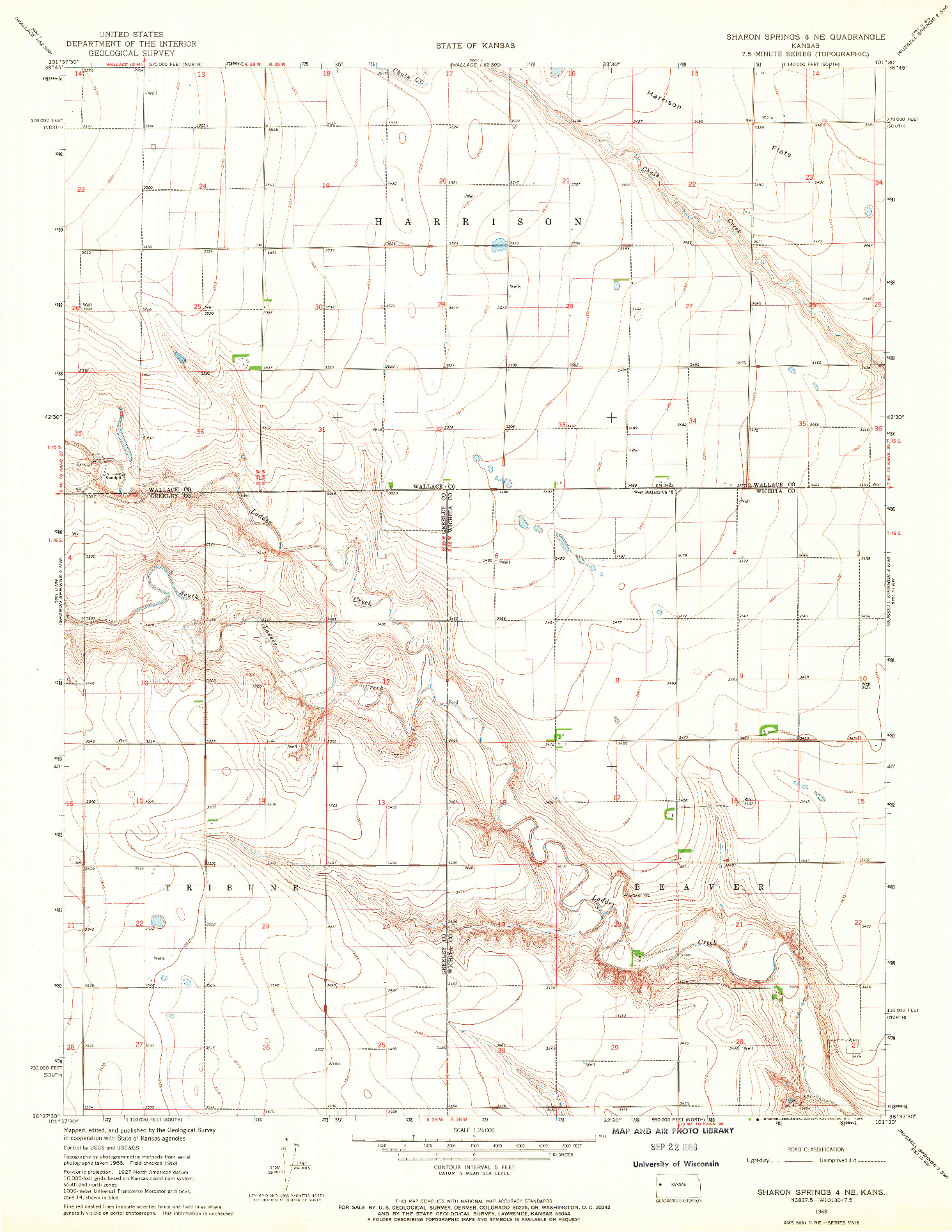 USGS 1:24000-SCALE QUADRANGLE FOR SHARON SPRINGS 4 NE, KS 1968
