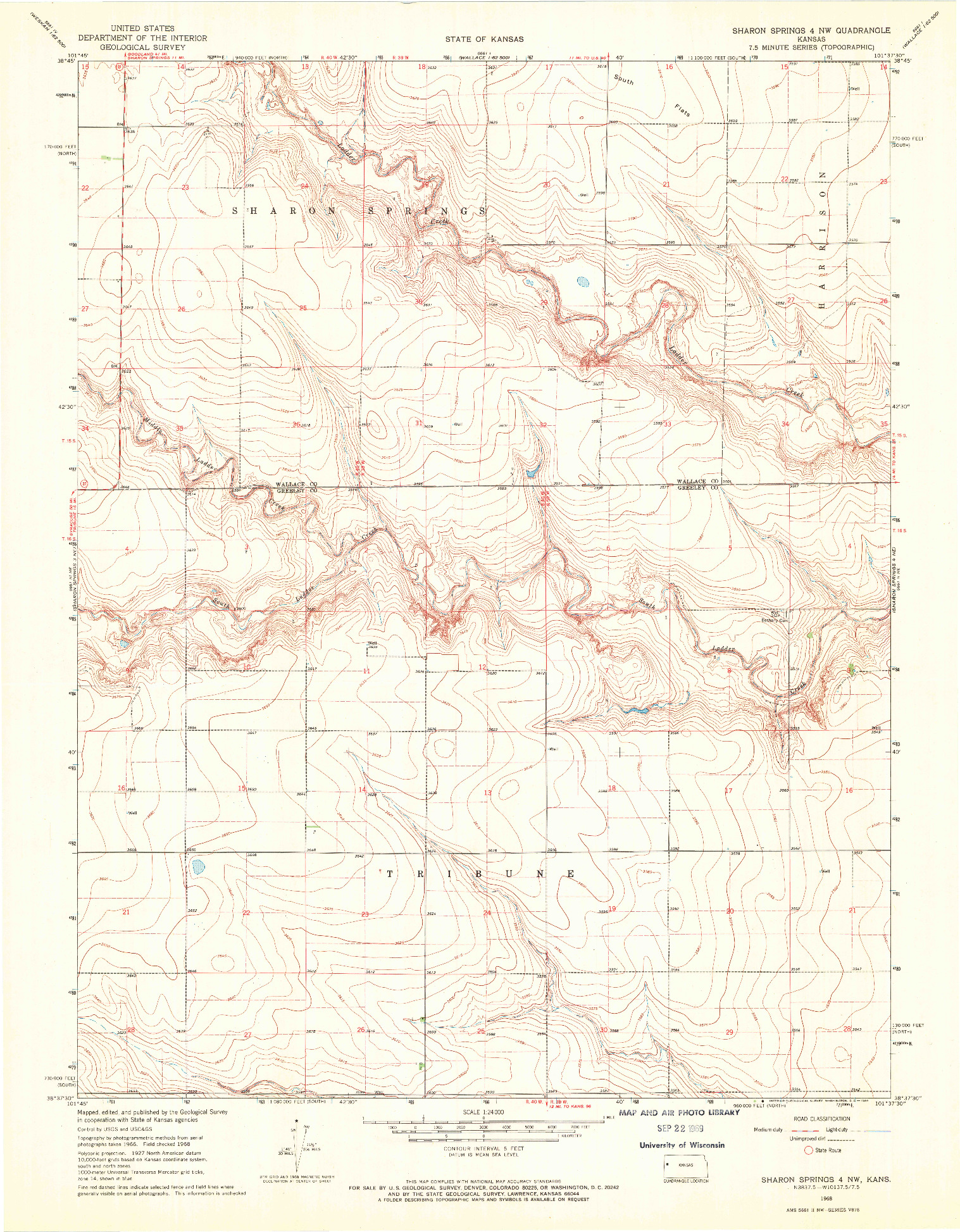 USGS 1:24000-SCALE QUADRANGLE FOR SHARON SPRINGS 4 NW, KS 1968