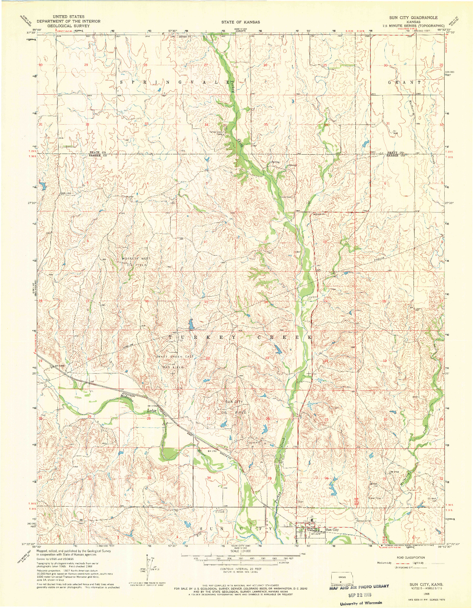 USGS 1:24000-SCALE QUADRANGLE FOR SUN CITY, KS 1968