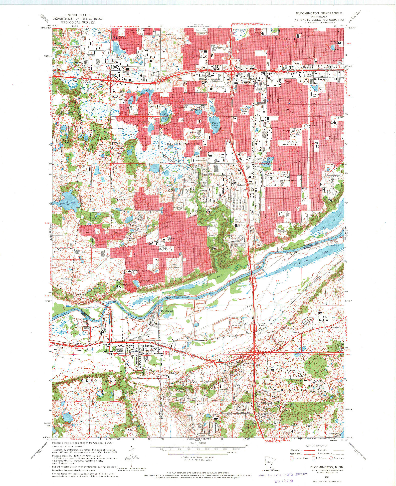 USGS 1:24000-SCALE QUADRANGLE FOR BLOOMINGTON, MN 1967