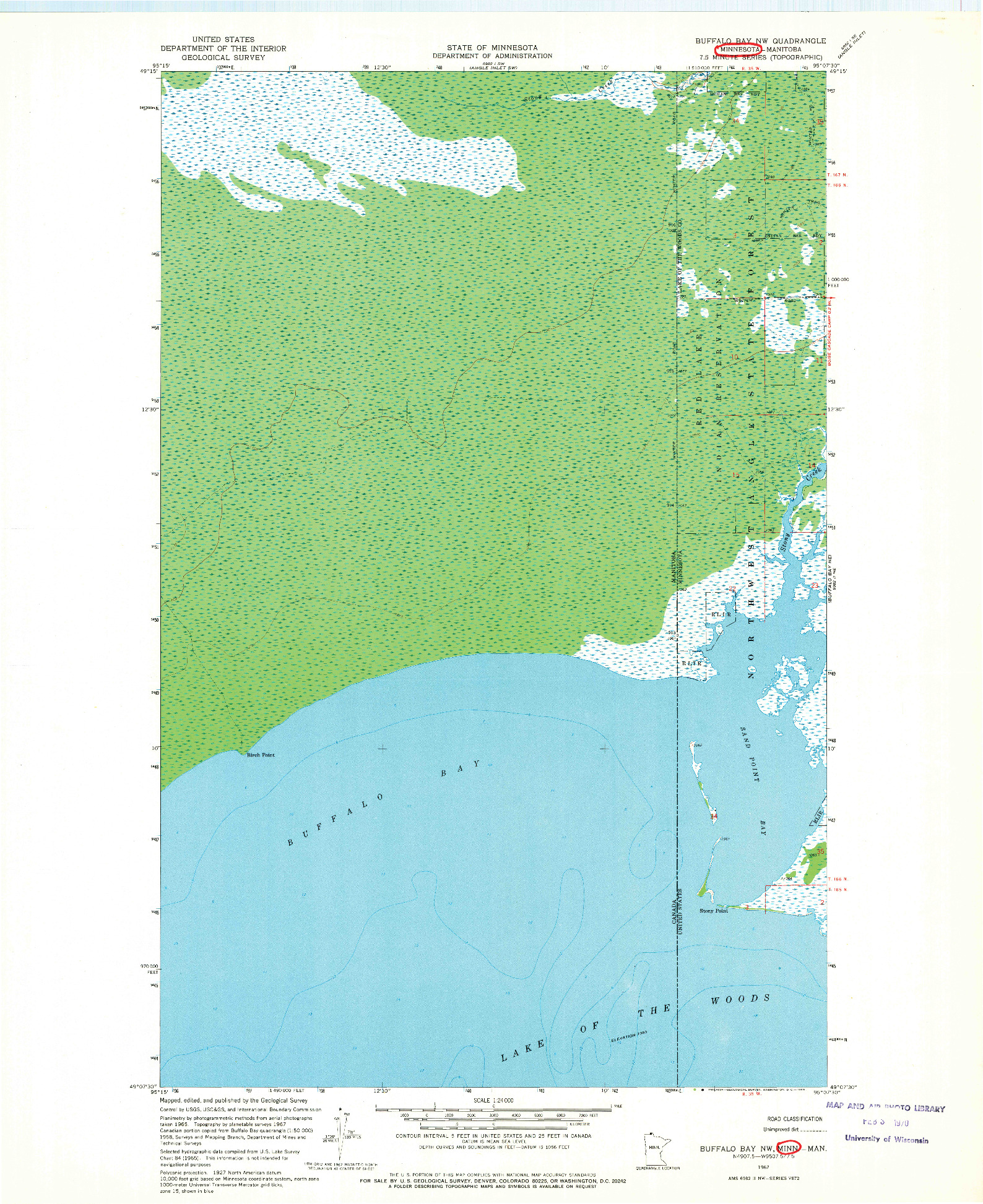 USGS 1:24000-SCALE QUADRANGLE FOR BUFFALO BAY NW, MN 1967