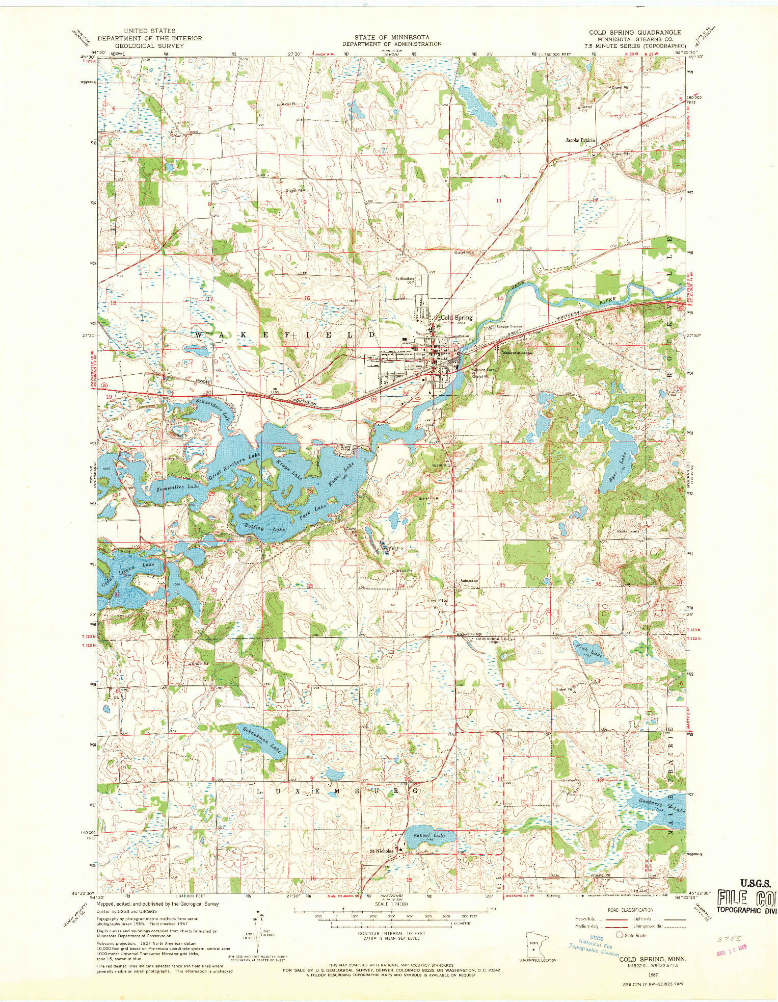 USGS 1:24000-SCALE QUADRANGLE FOR COLD SPRING, MN 1967