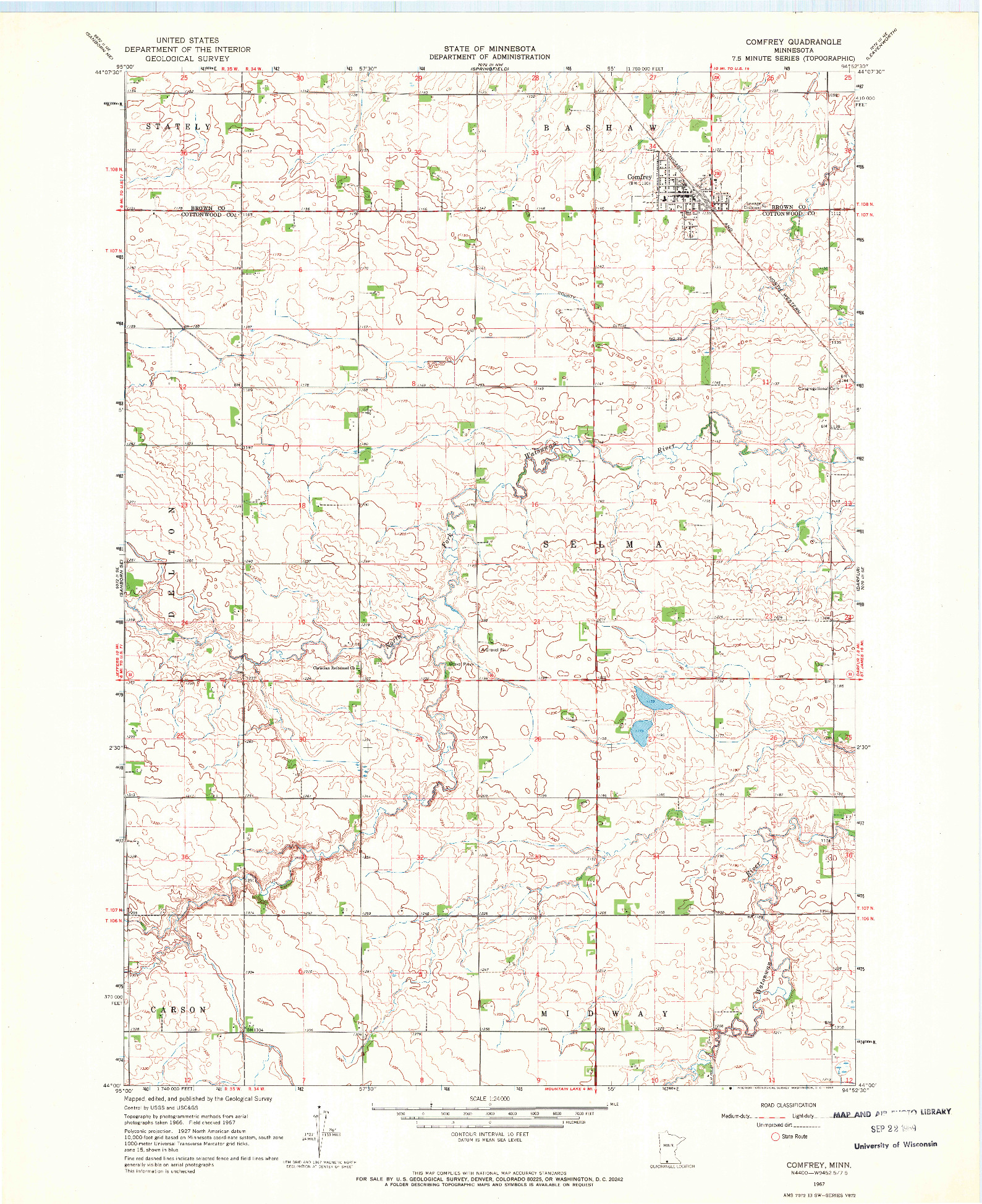 USGS 1:24000-SCALE QUADRANGLE FOR COMFREY, MN 1967