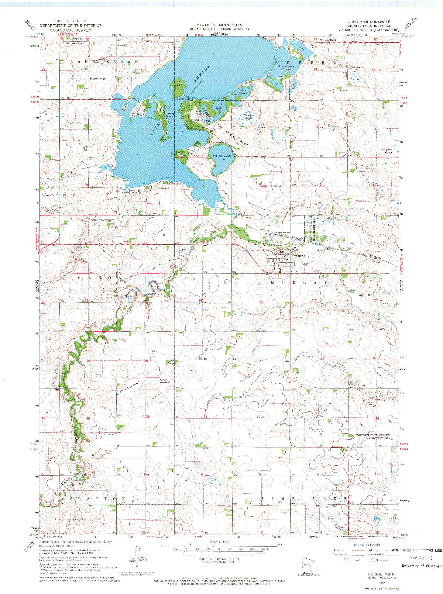 USGS 1:24000-SCALE QUADRANGLE FOR CURRIE, MN 1967