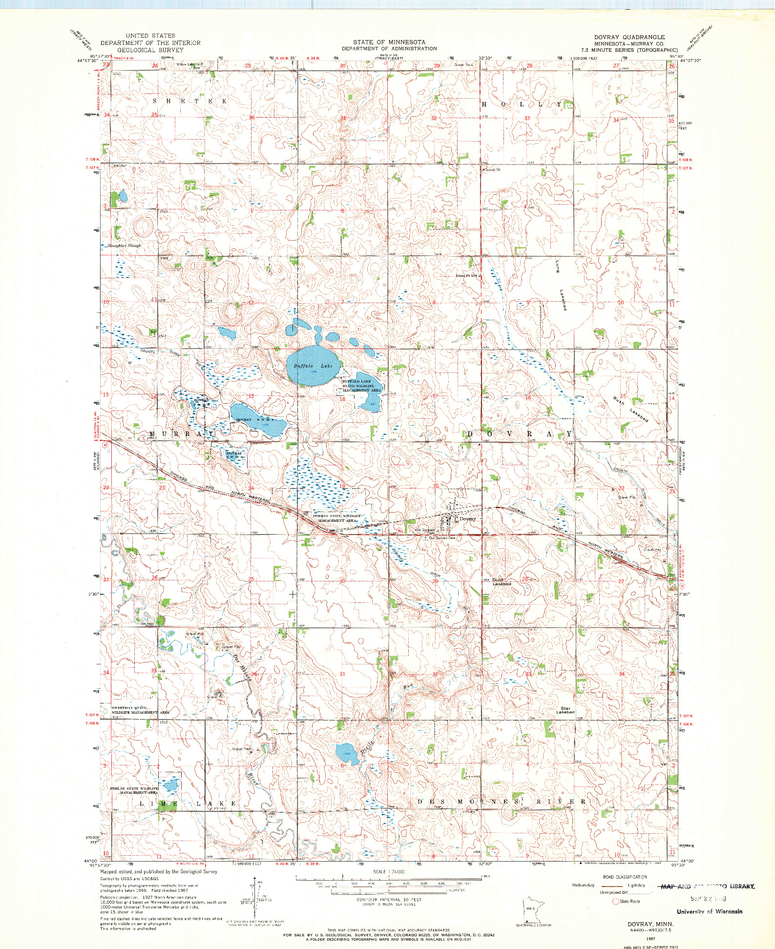 USGS 1:24000-SCALE QUADRANGLE FOR DOVRAY, MN 1967